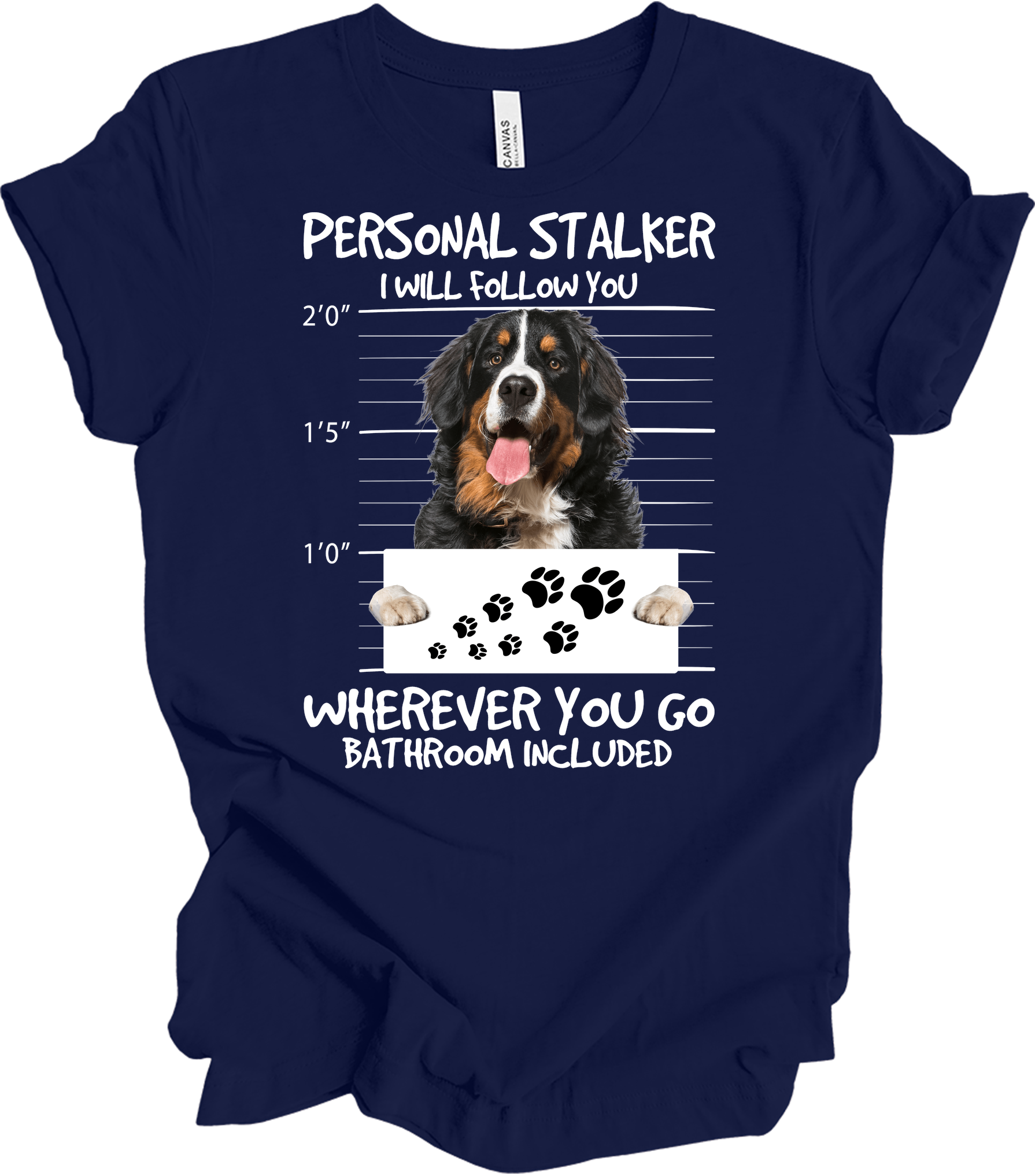 Bernese Dog Stalker Unisex T-Shirt in Navy