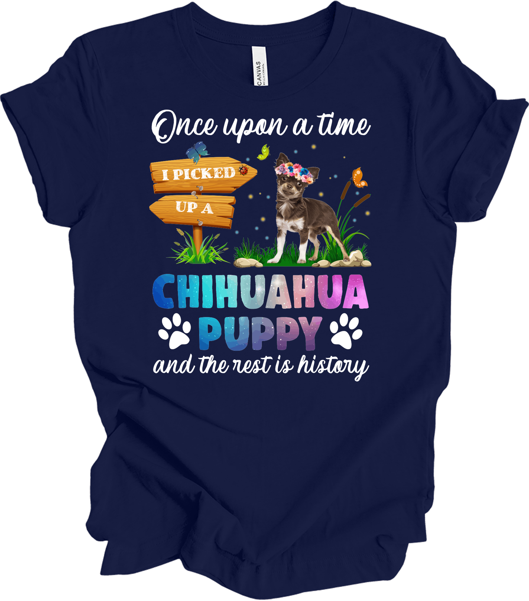 Chihuahua Puppy - Funny Design T-Shirt in Navy