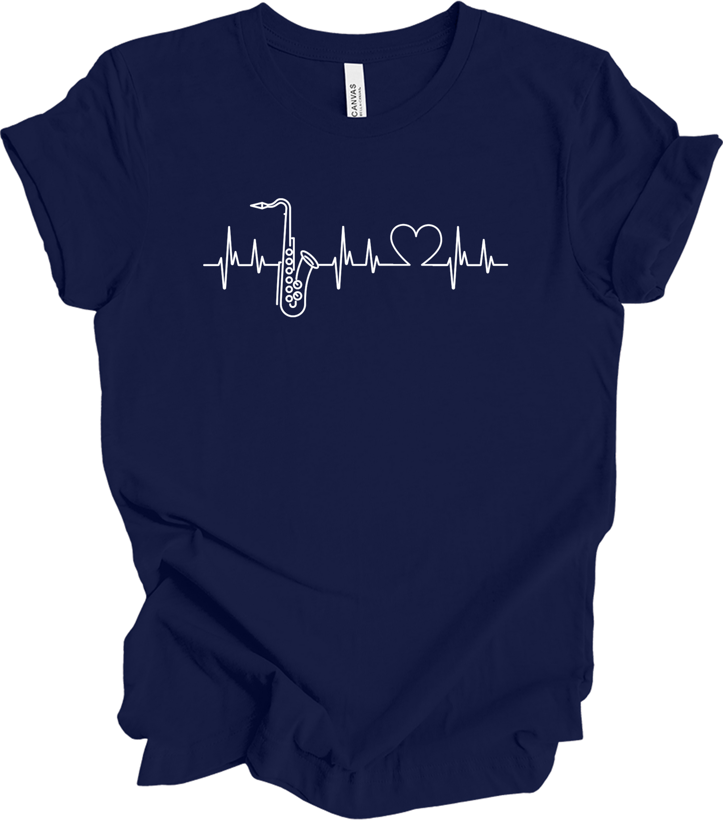 Saxophone Heartbeat T-Shirt in Navy