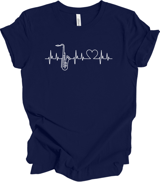 Saxophone Heartbeat T-Shirt in Navy
