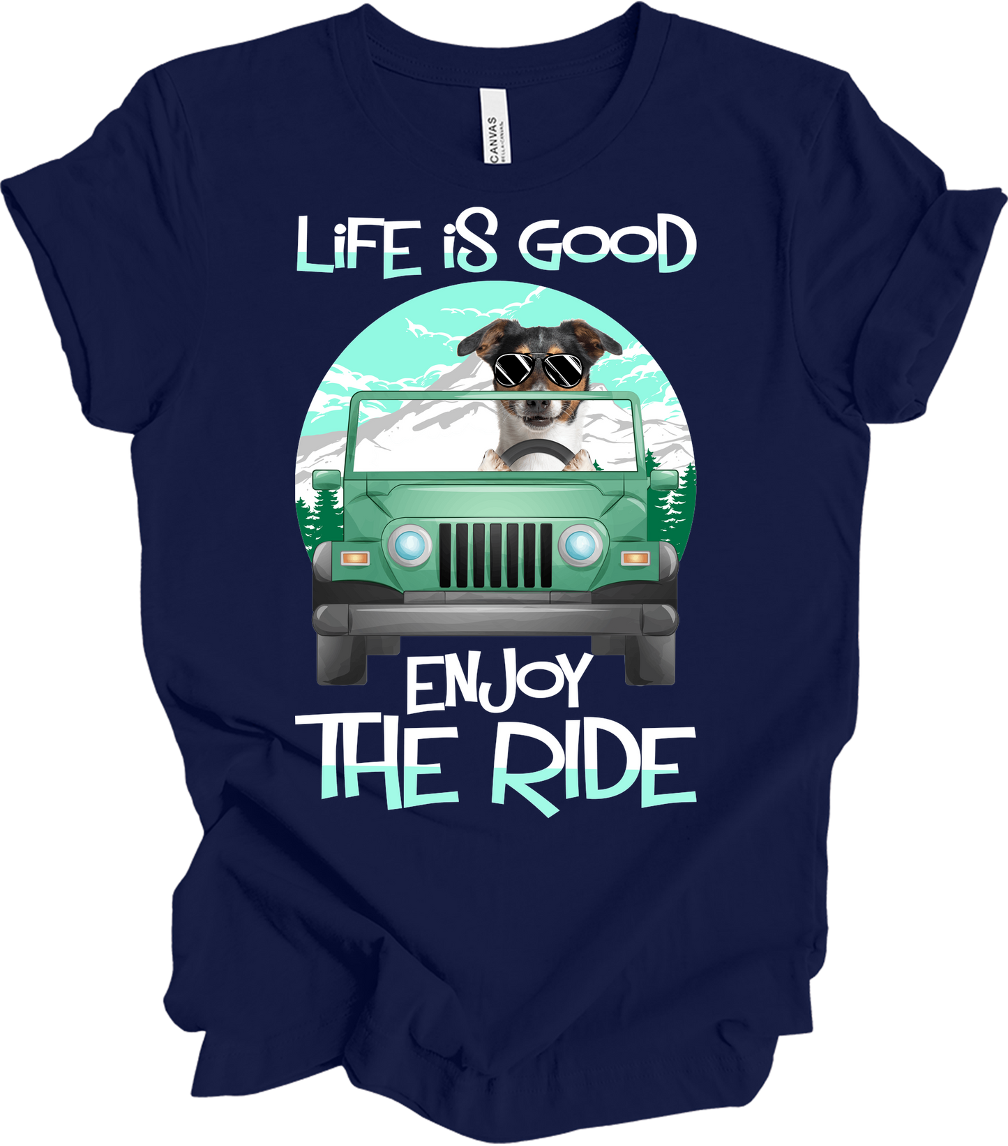 Jeeps and Dogs - Funny Jack Russell Terrier Owner Gift T-Shirt in Navy