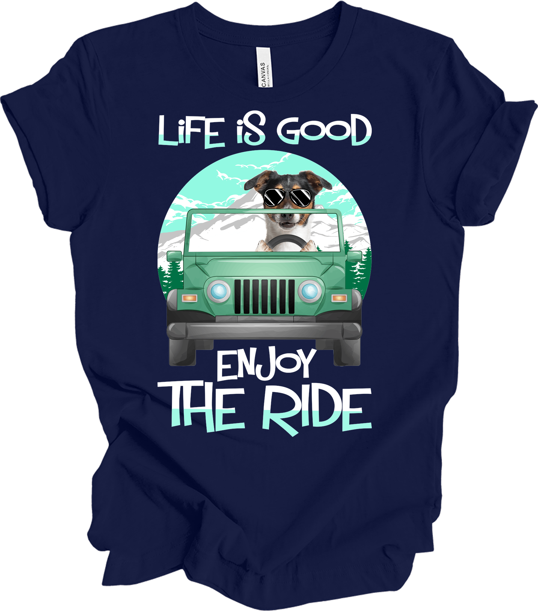 Jeeps and Dogs - Funny Jack Russell Terrier Owner Gift T-Shirt in Navy