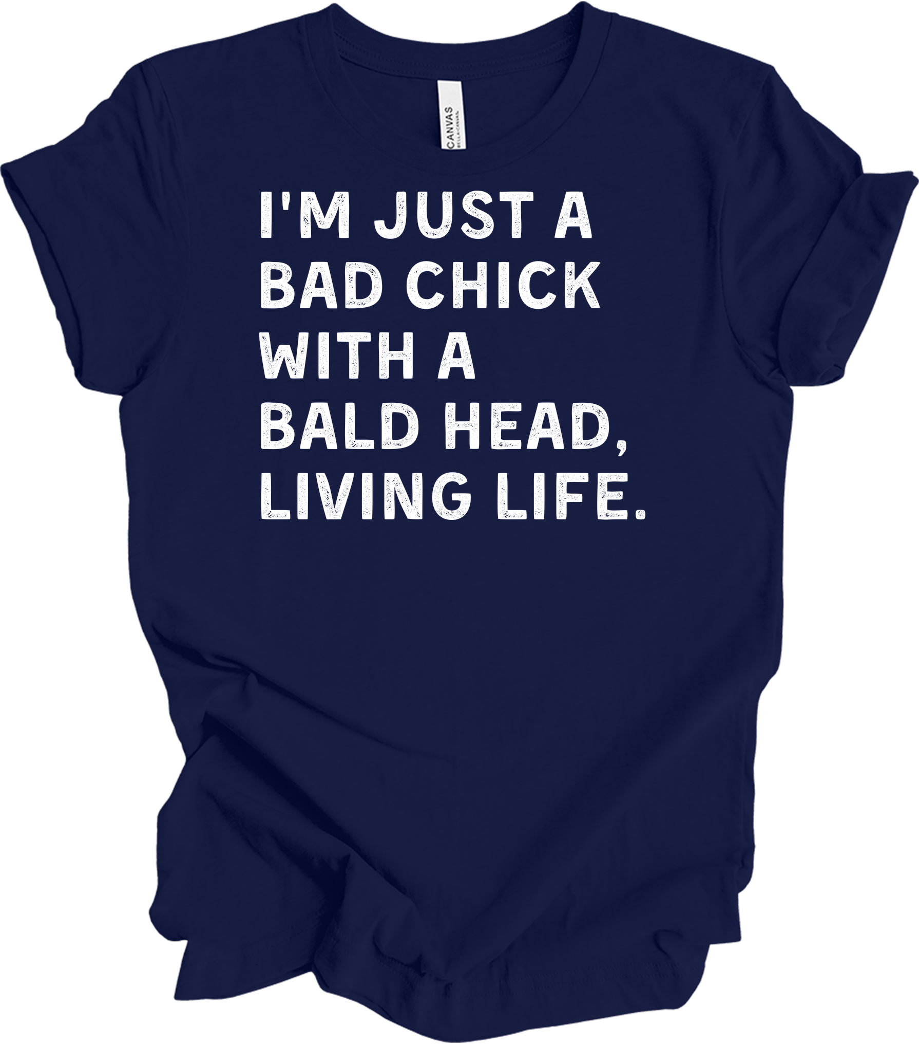 Bad Chick Bald Head T-Shirt in Navy