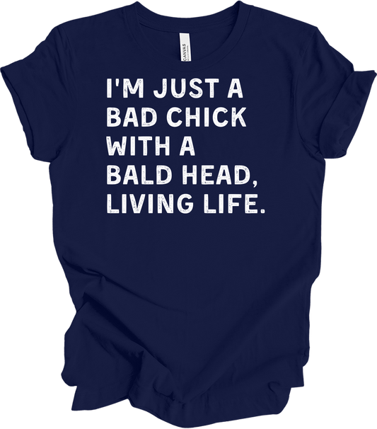 Bad Chick Bald Head T-Shirt in Navy