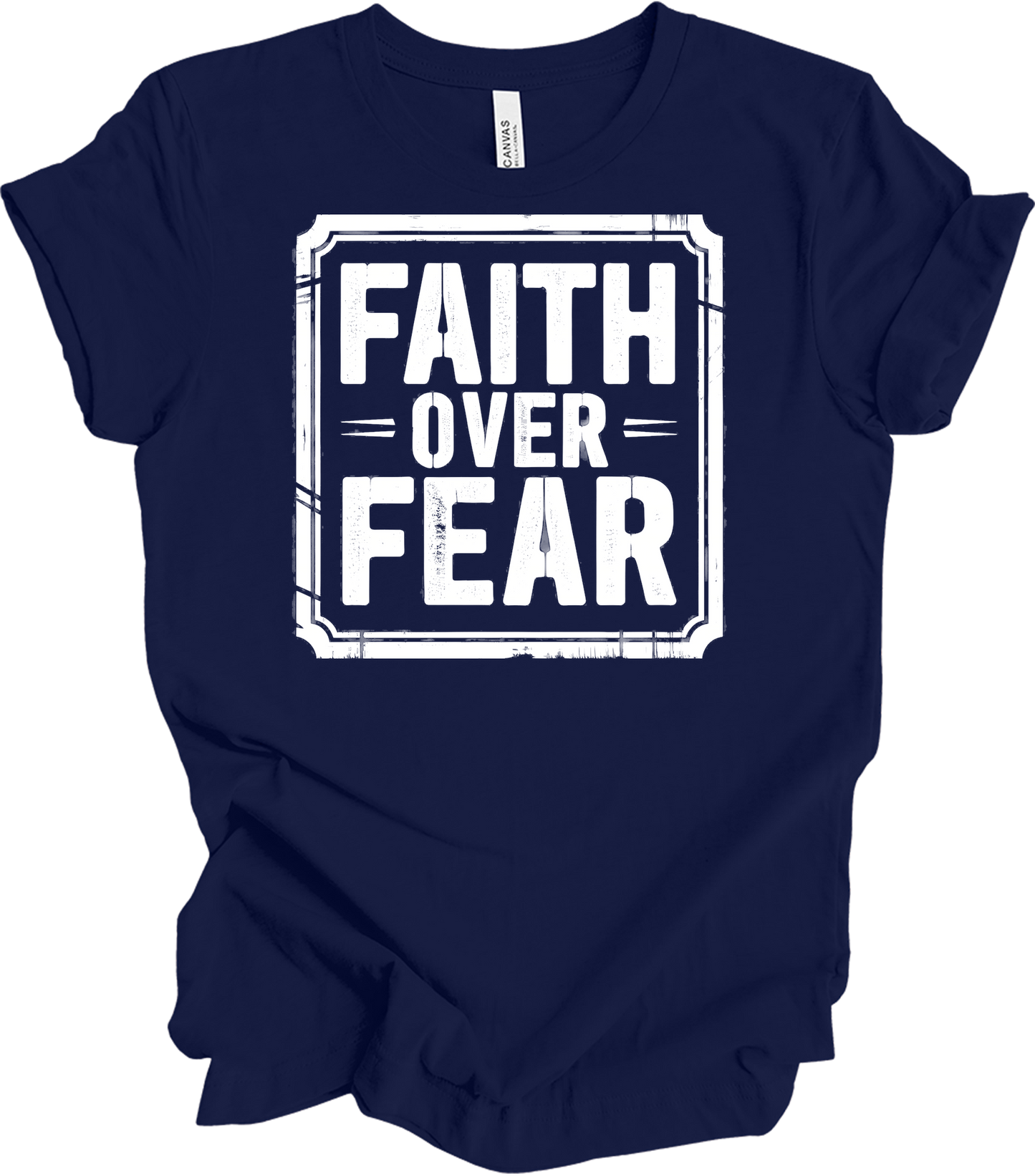 Faith Over Fear Inspirational T-Shirt in Navy