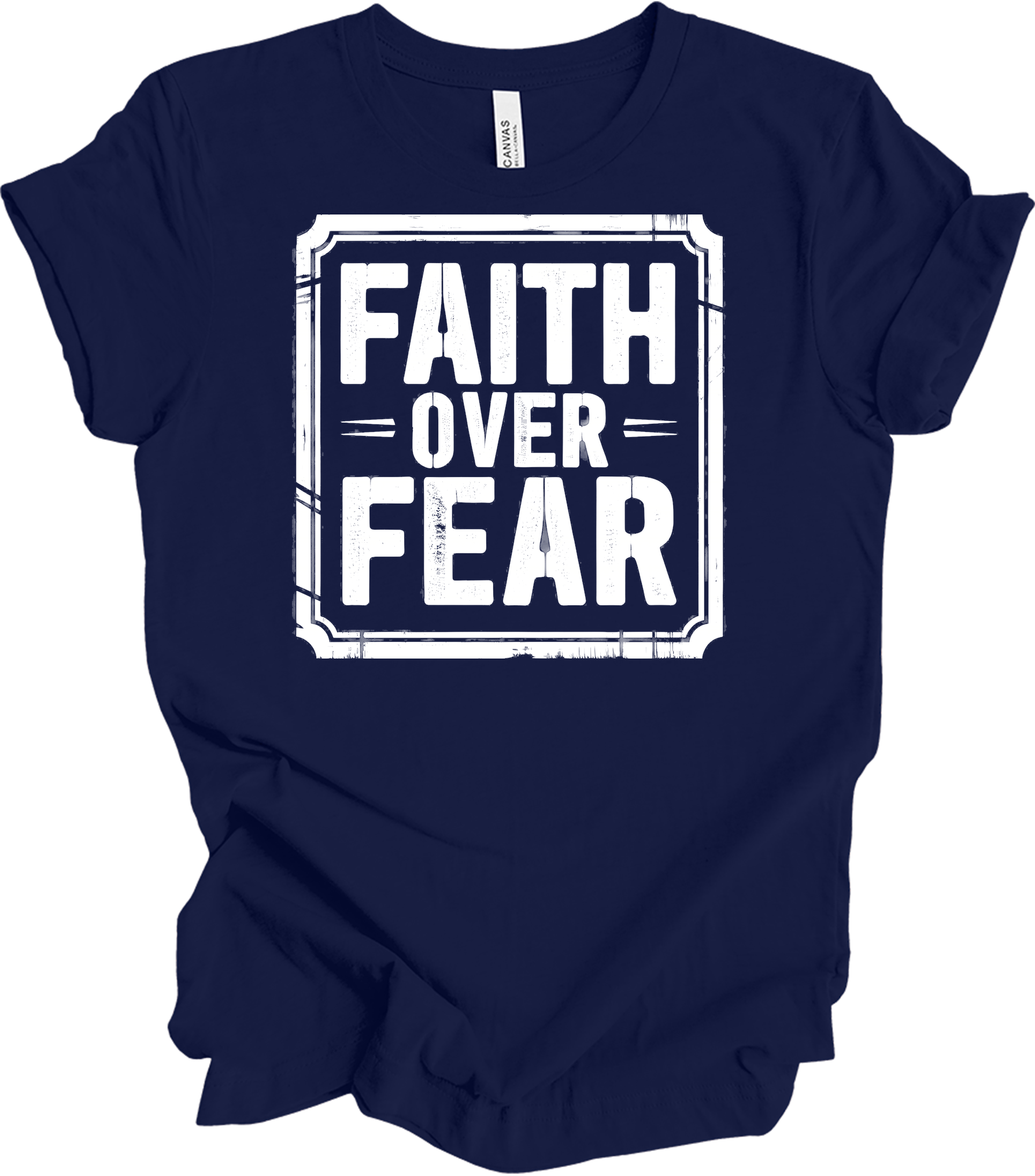 Faith Over Fear Inspirational T-Shirt in Navy