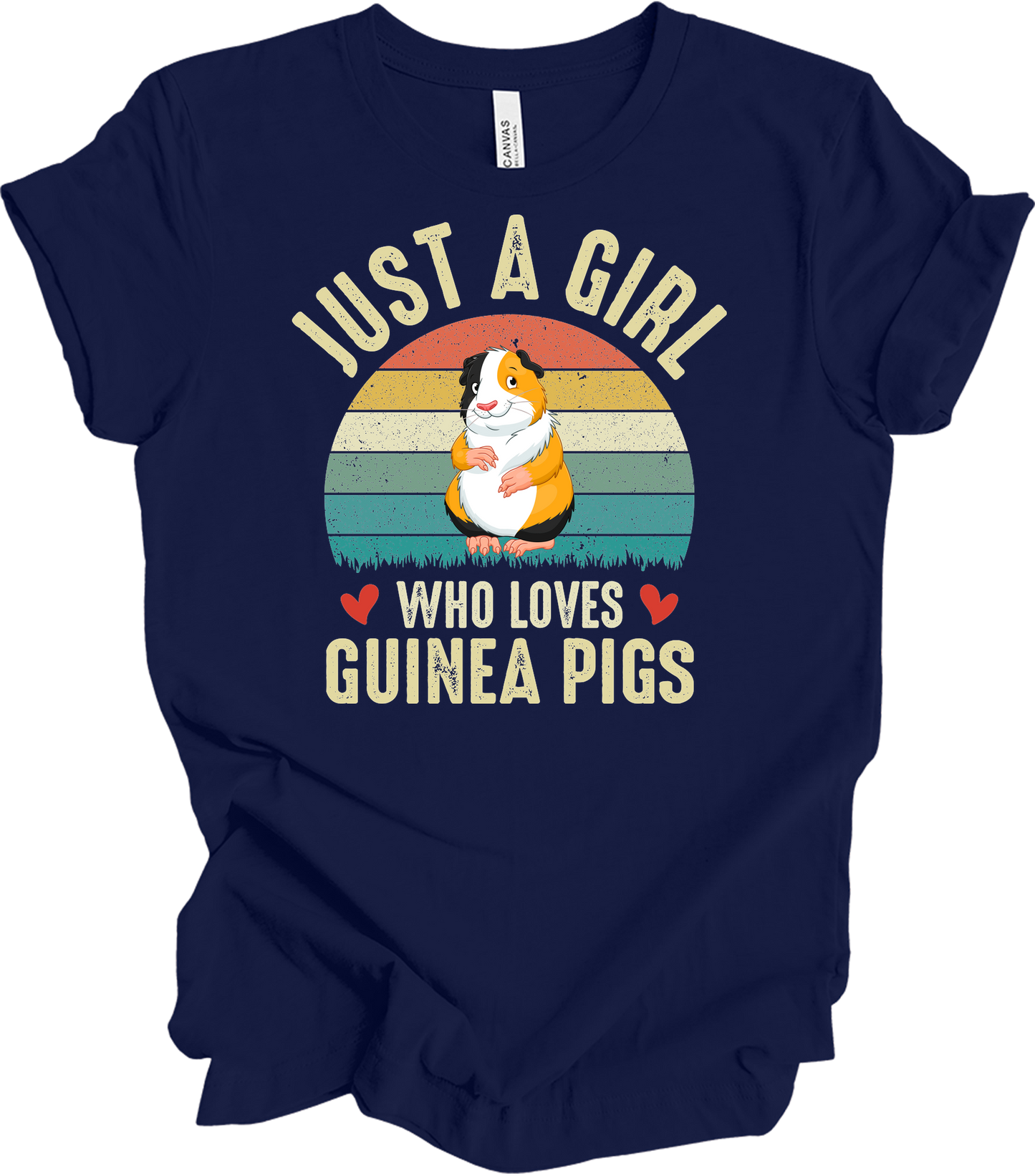 Just a Girl Who Loves Guinea Pigs - Cute Retro Pet Gift T-Shirt in Navy