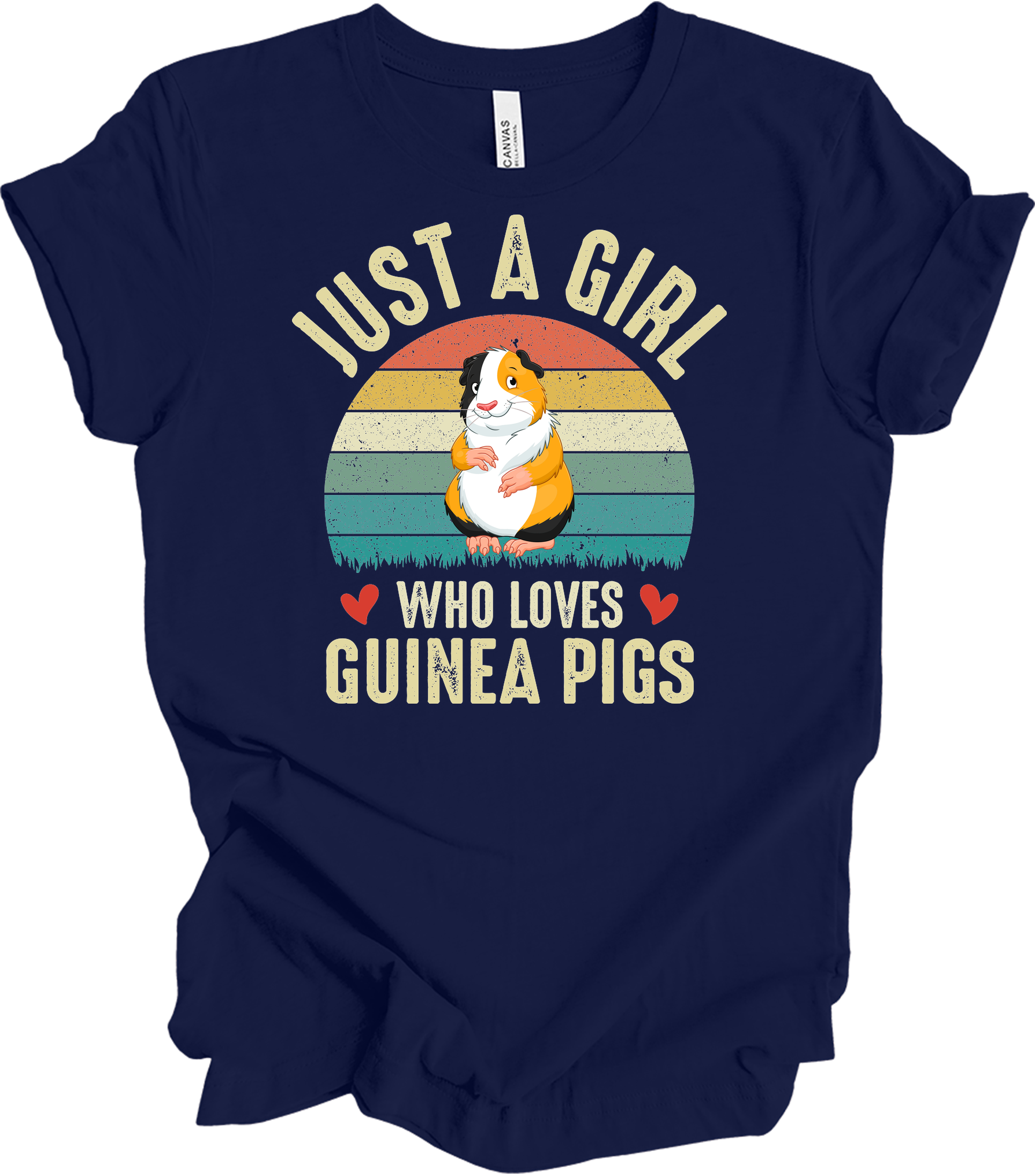 Just a Girl Who Loves Guinea Pigs - Cute Retro Pet Gift T-Shirt in Navy