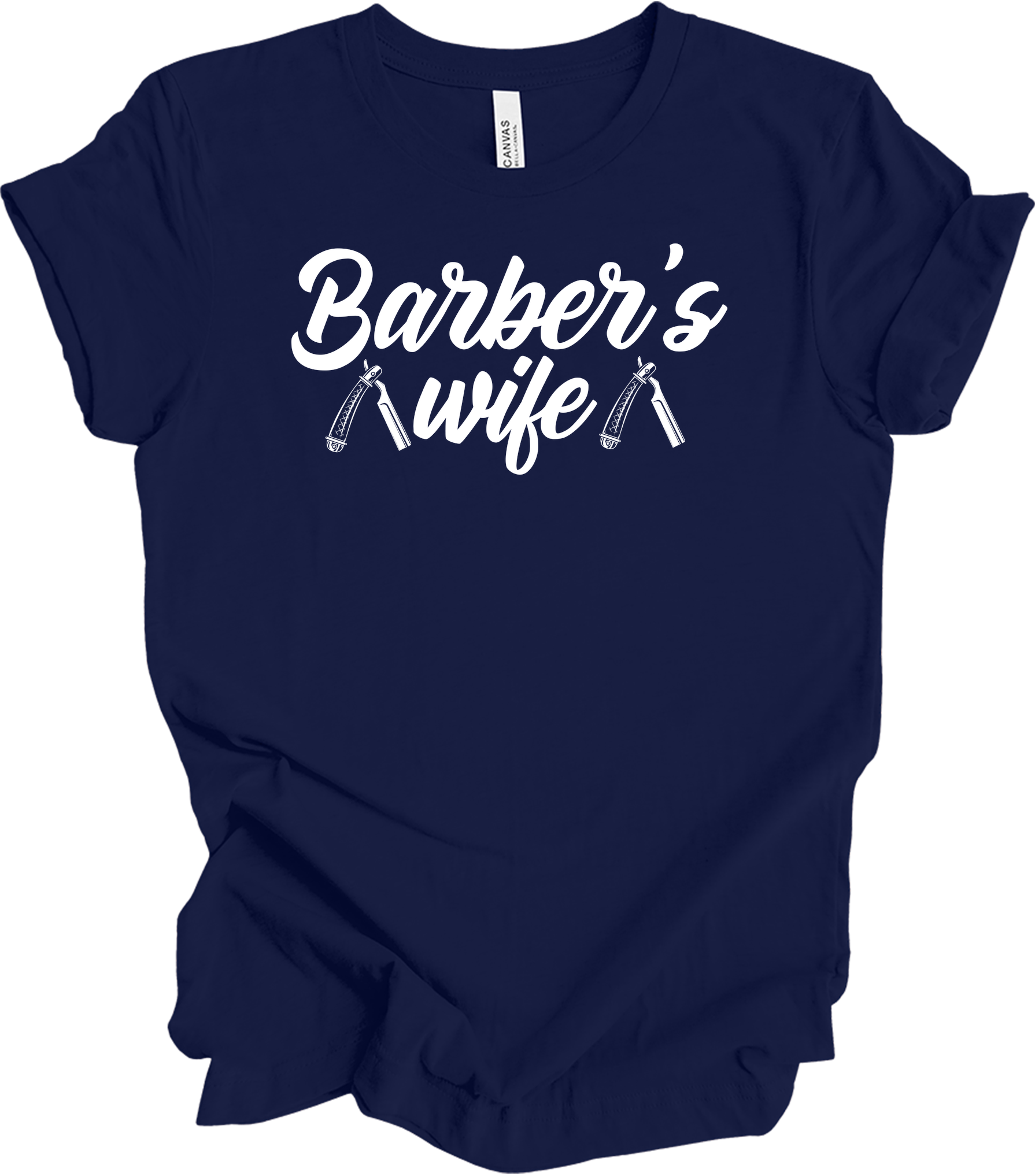 Barber Wife - Barber Shop Gift for Women T-Shirt in Navy