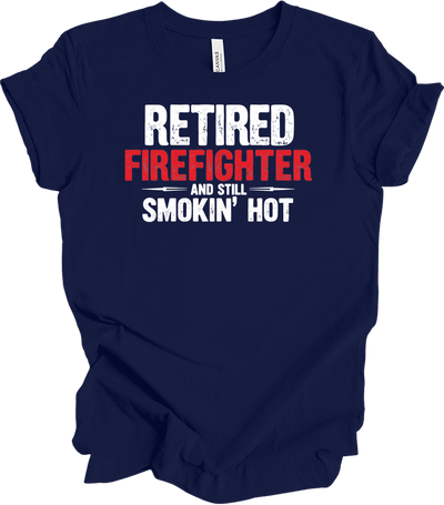 Retired Firefighter Gift T-Shirt in Navy