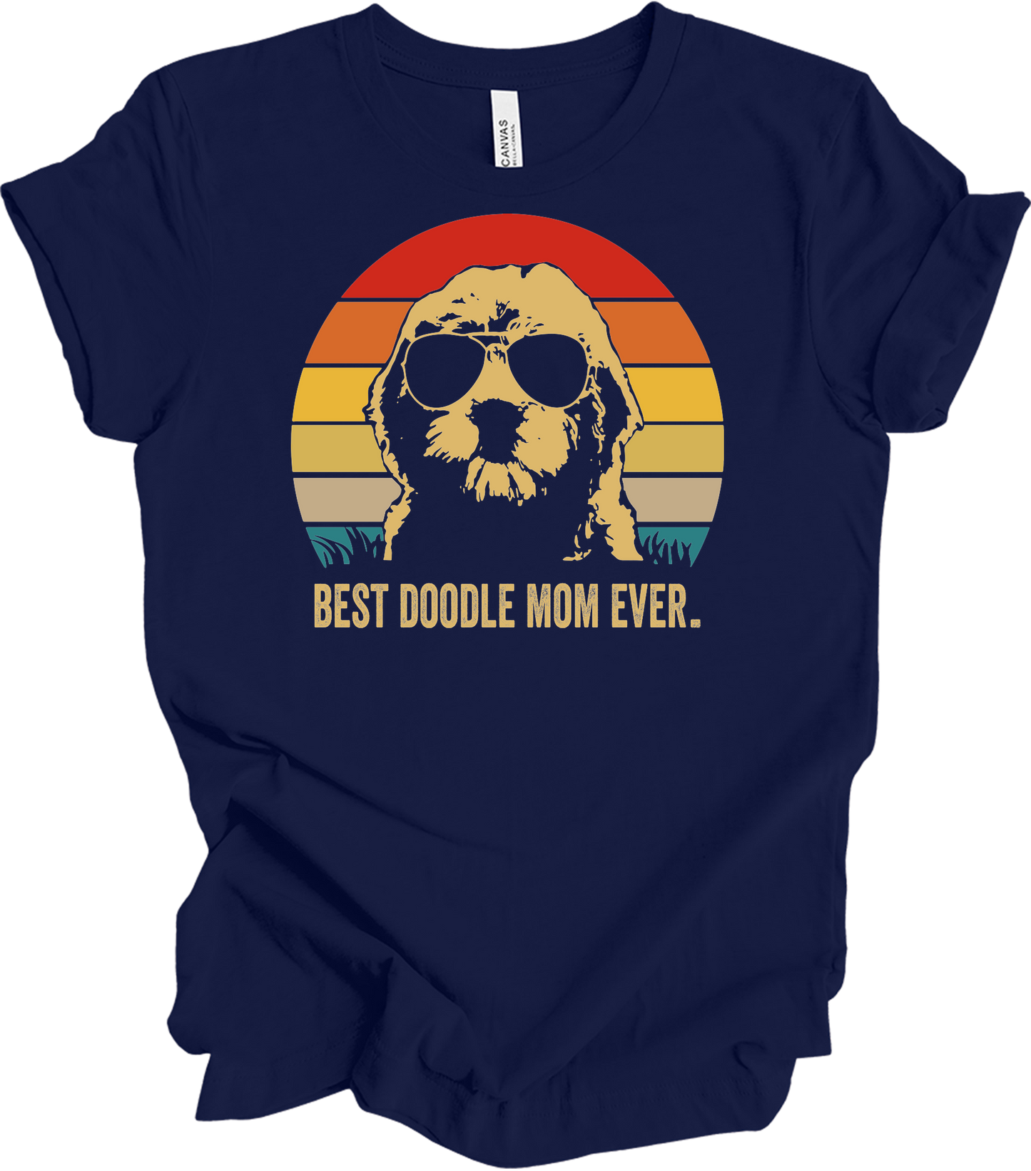 Best Doodle Mom Ever The Big Lebowski Style Retro Dog T-Shirt in Navy