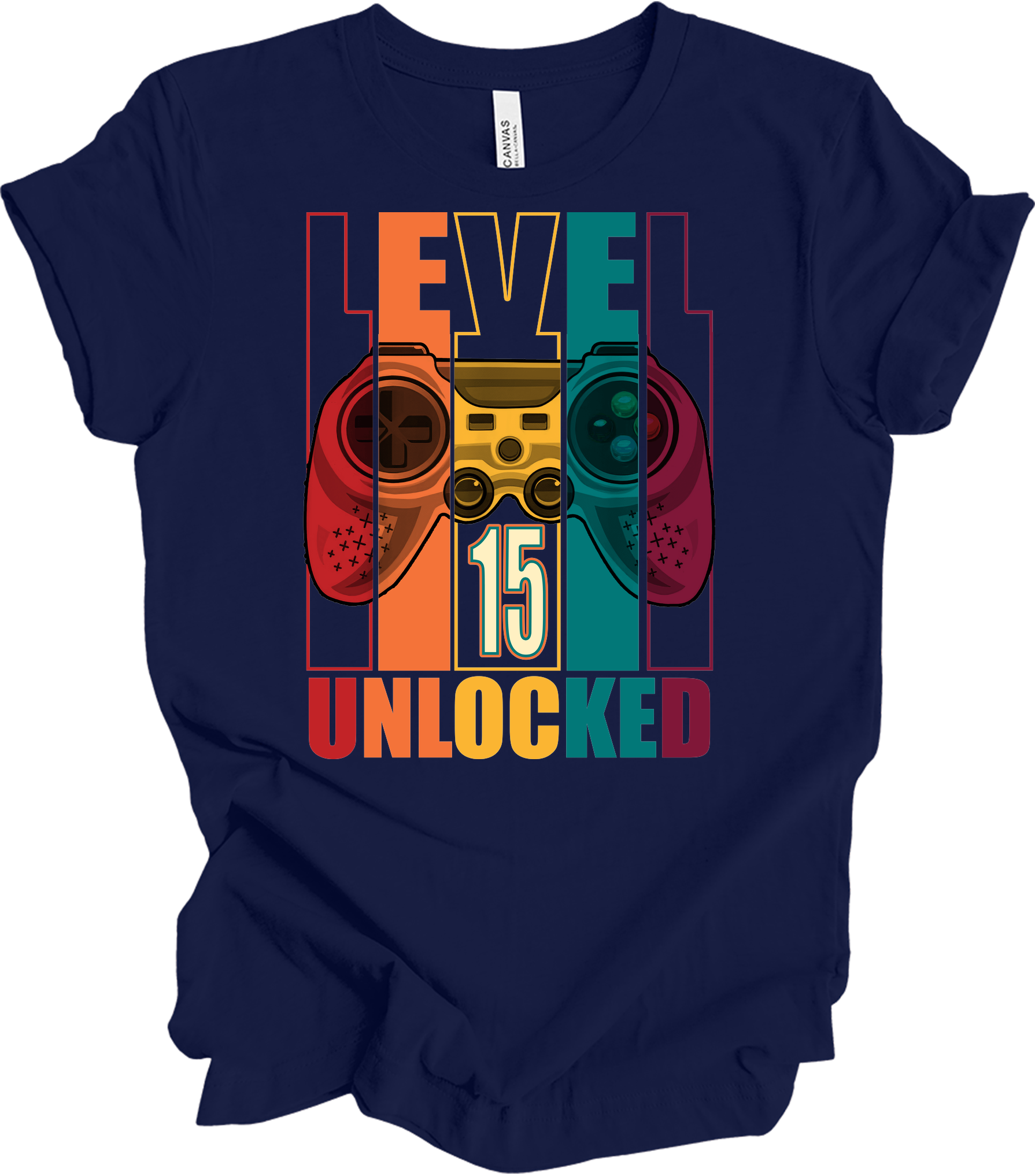 Level 15 Unlocked Gamer T-Shirt in Navy