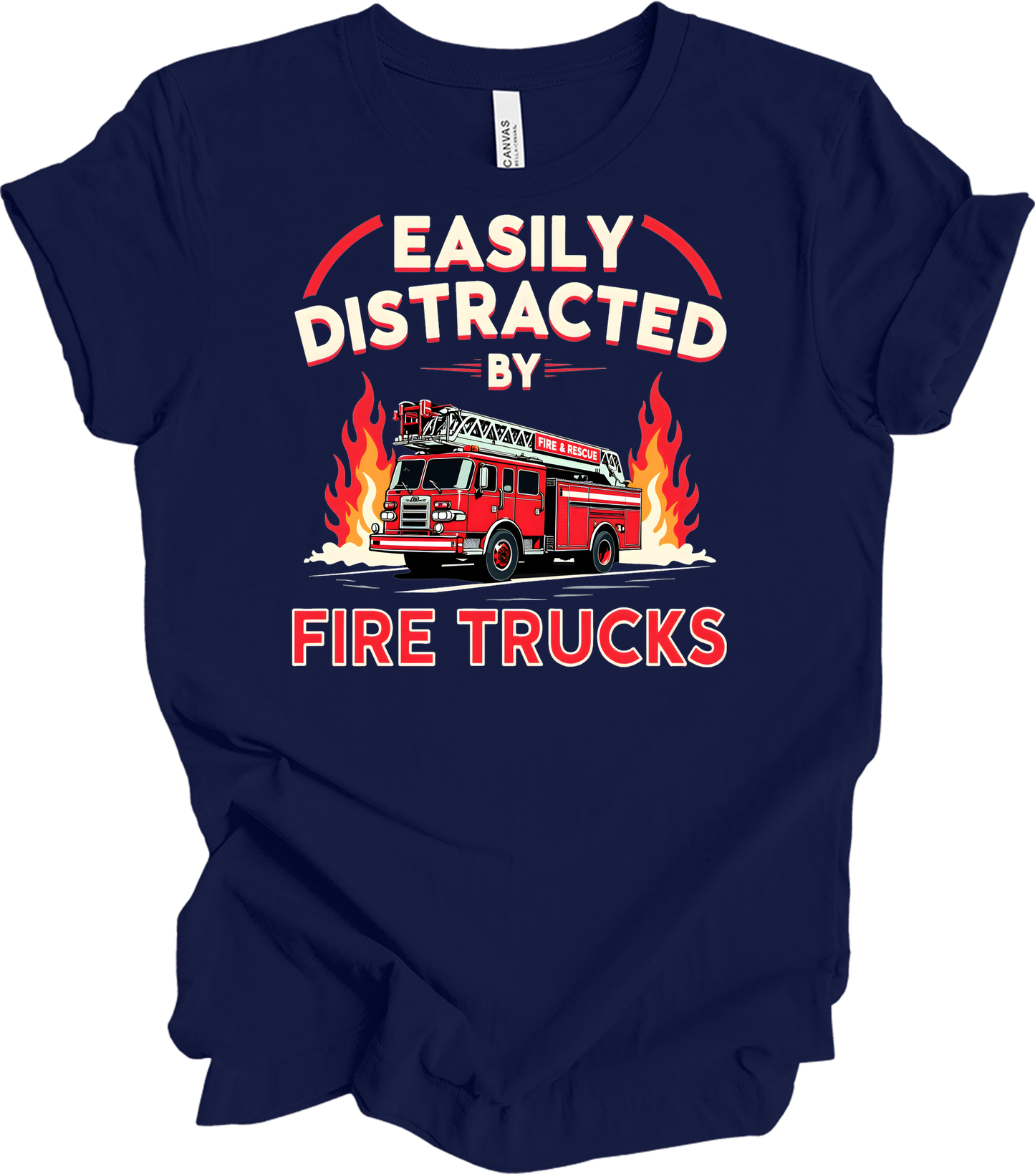 Firefighter Distracted T-Shirt in Navy
