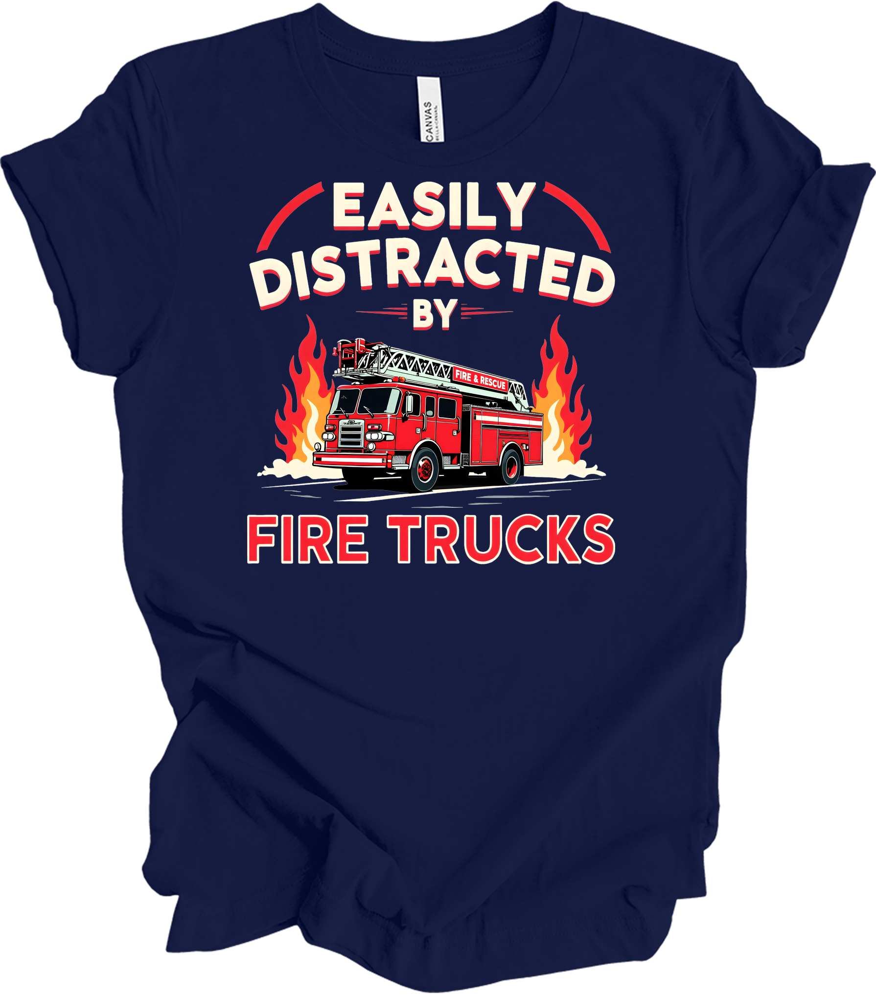 Firefighter Distracted T-Shirt in Navy