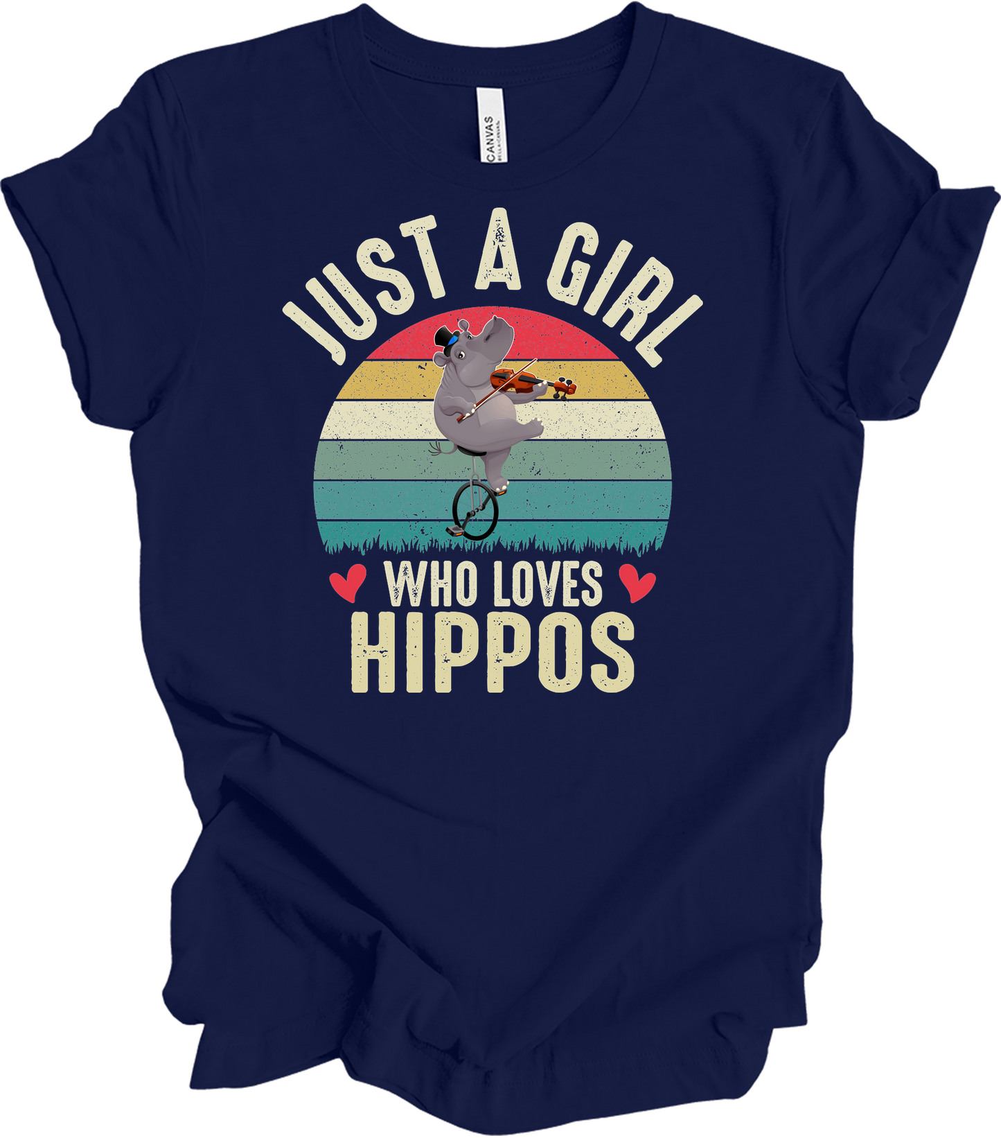 Just A Girl Who Loves Hippos T-Shirt in Navy