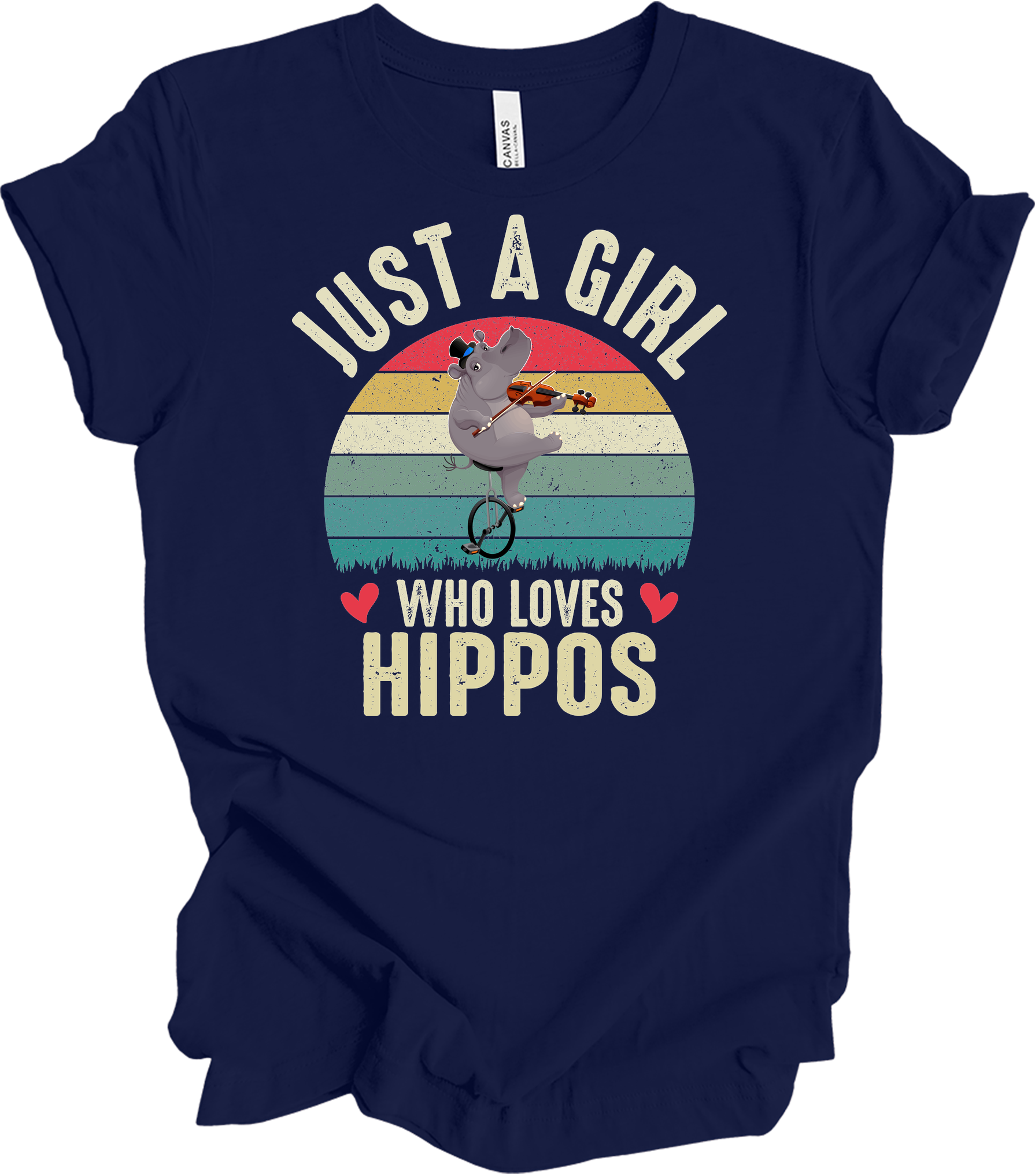 Just A Girl Who Loves Hippos T-Shirt in Navy