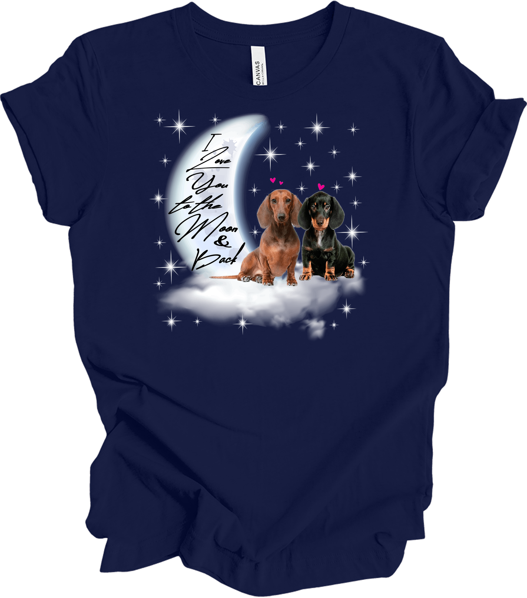 Dachshund Moon Love T-Shirt in Navy