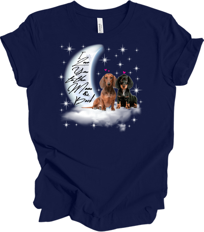 Dachshund Moon Love T-Shirt in Navy