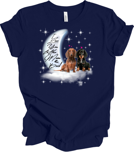 Dachshund Moon Love T-Shirt in Navy