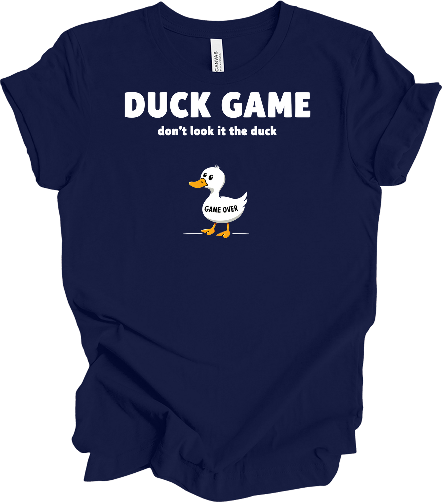 Duck Game Humor T-Shirt in Navy