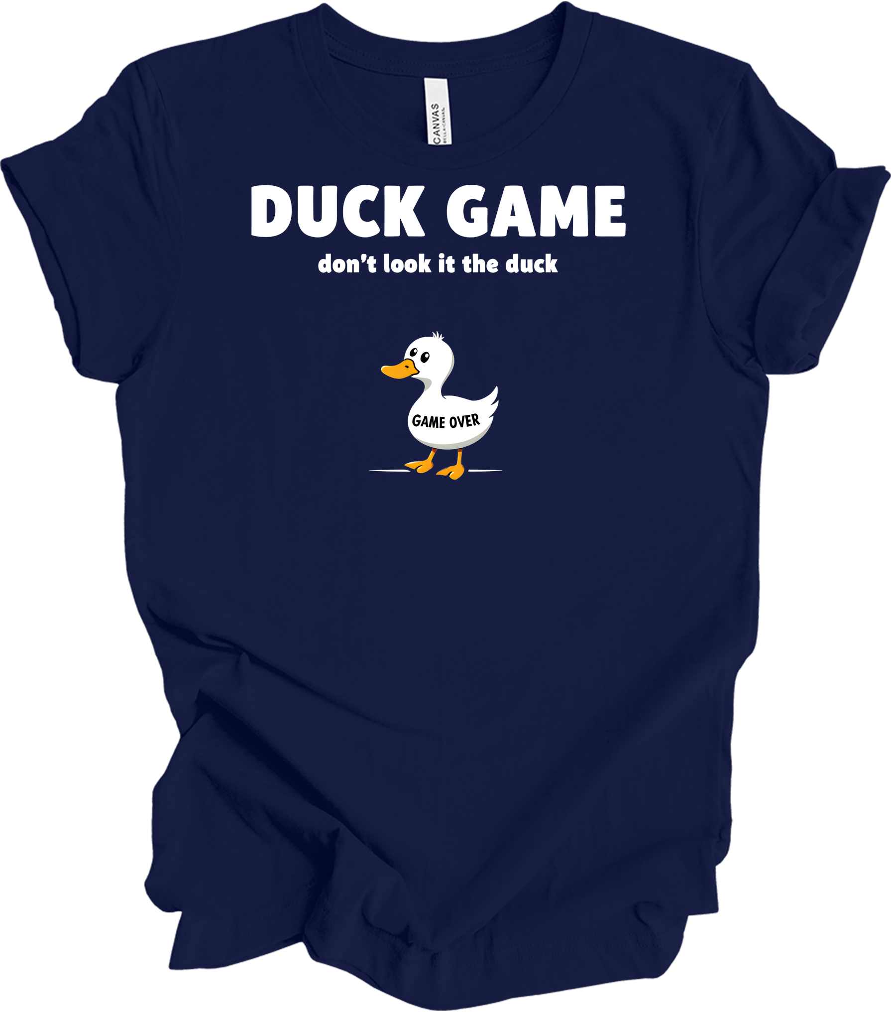 Duck Game Humor T-Shirt in Navy
