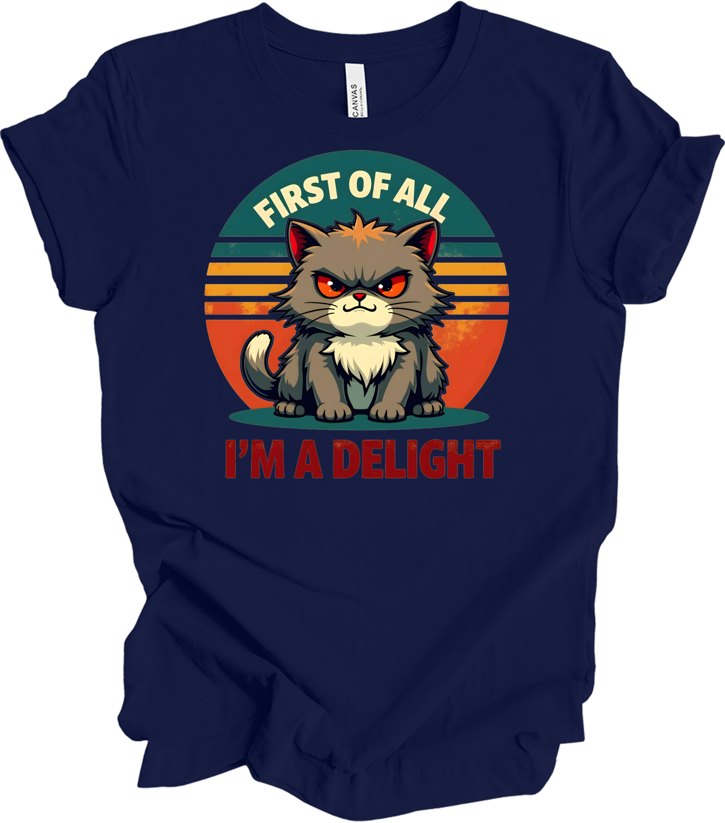 Grumpy Cat 'I'm a Delight' T-Shirt in Navy