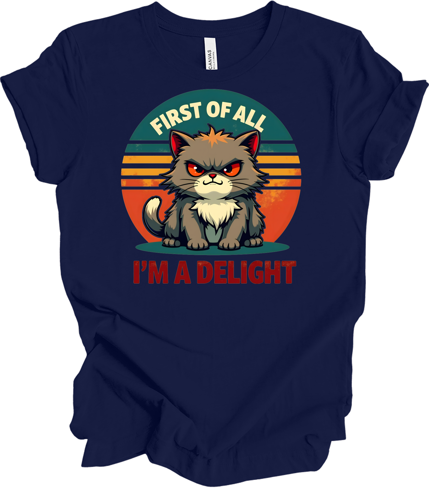 Grumpy Cat 'I'm a Delight' T-Shirt in Navy