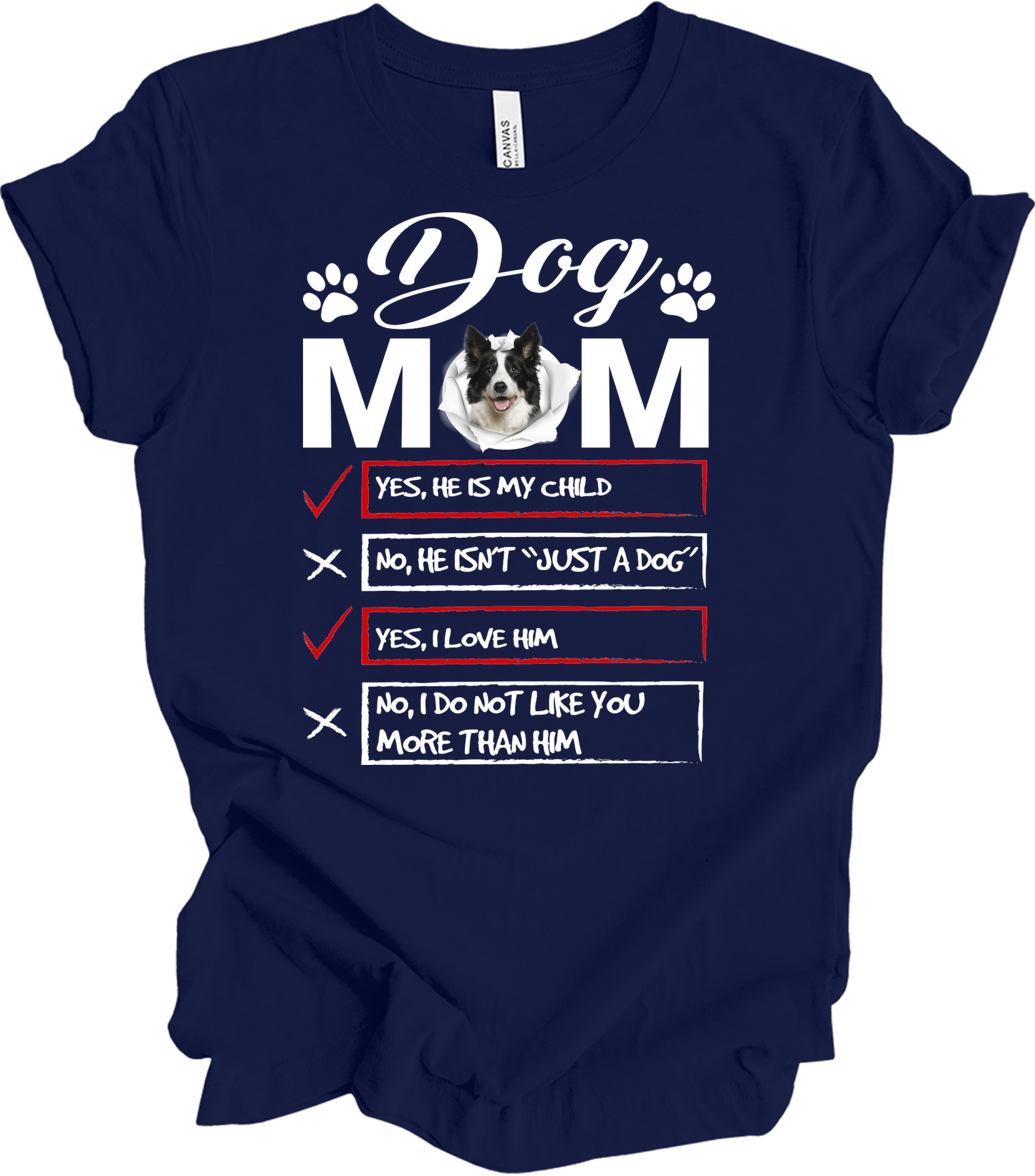 Dog Mom - Funny Gift T-Shirt in Navy
