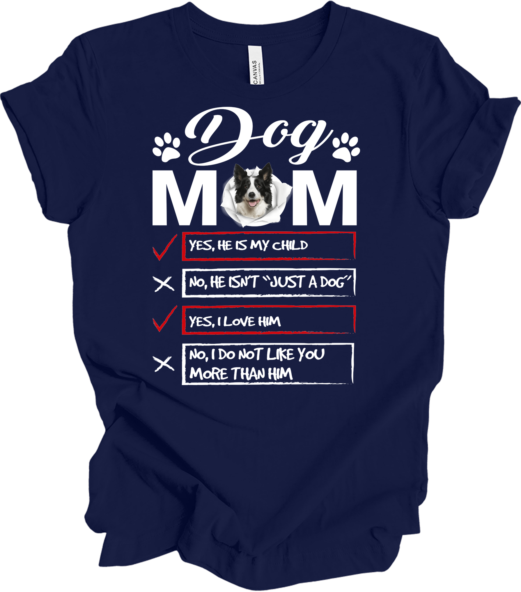 Dog Mom - Funny Gift T-Shirt in Navy