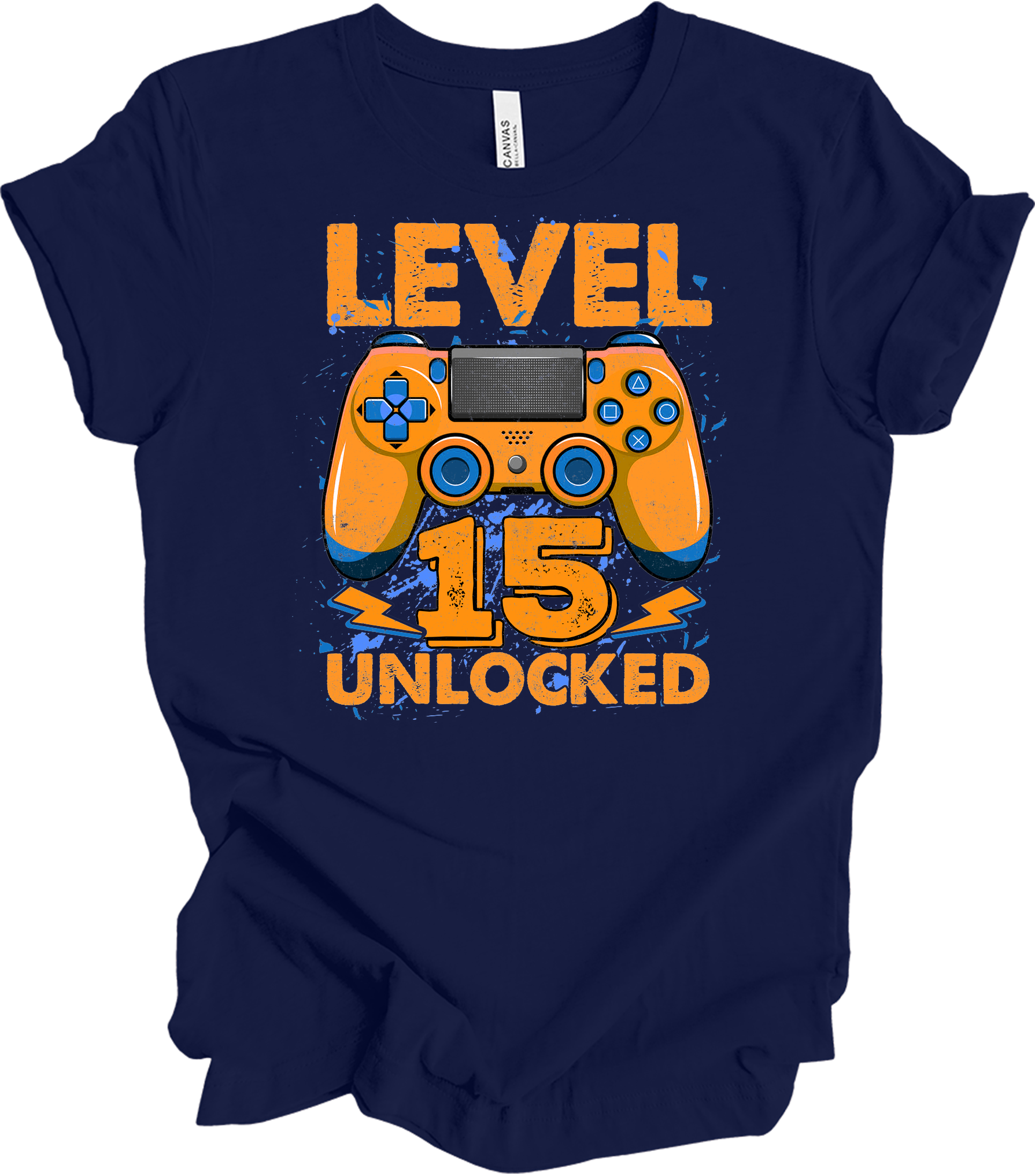Level 15 Unlocked Gamer T-Shirt in Navy