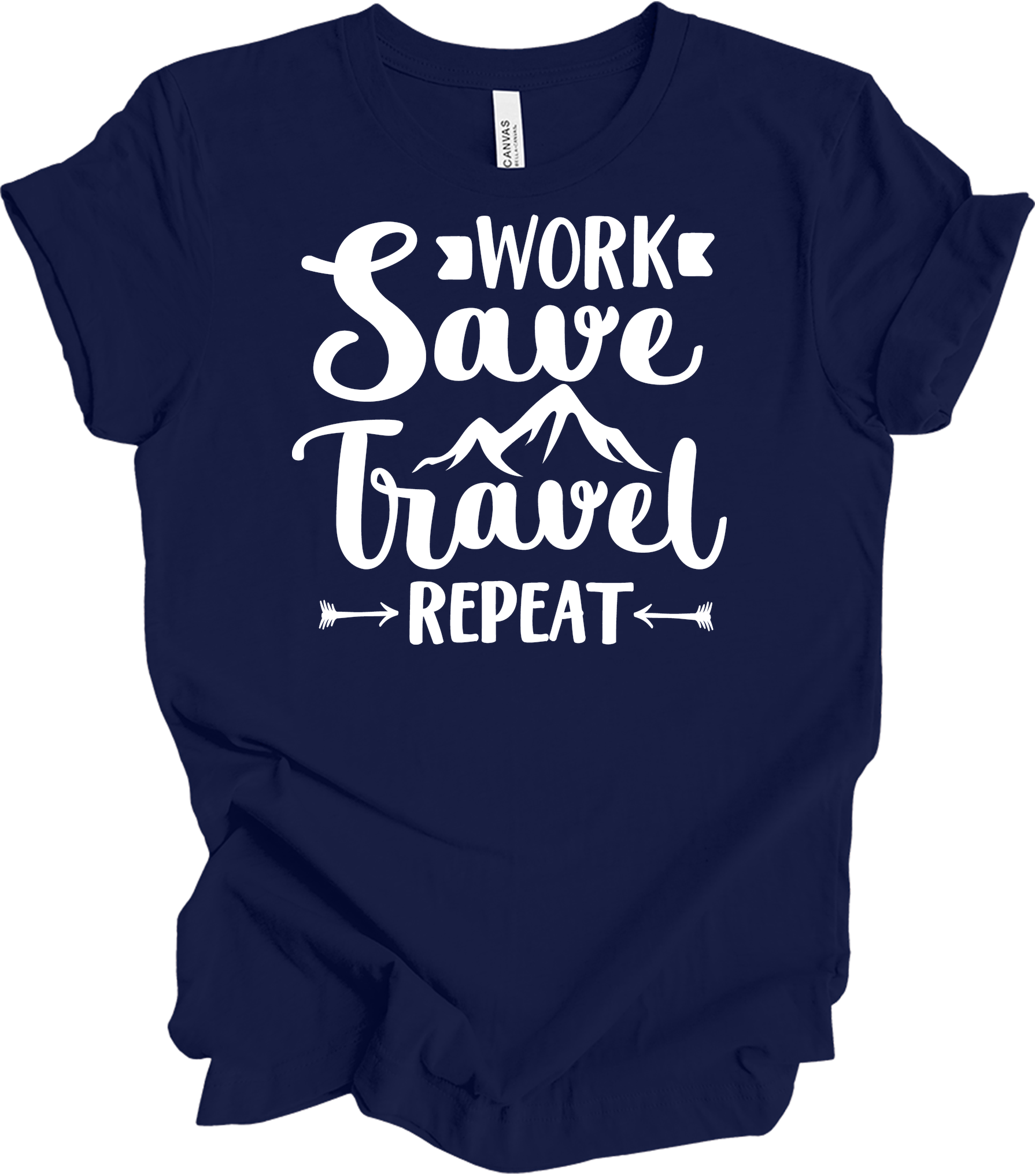 Work Save Travel Repeat - Adventure T-Shirt in Navy
