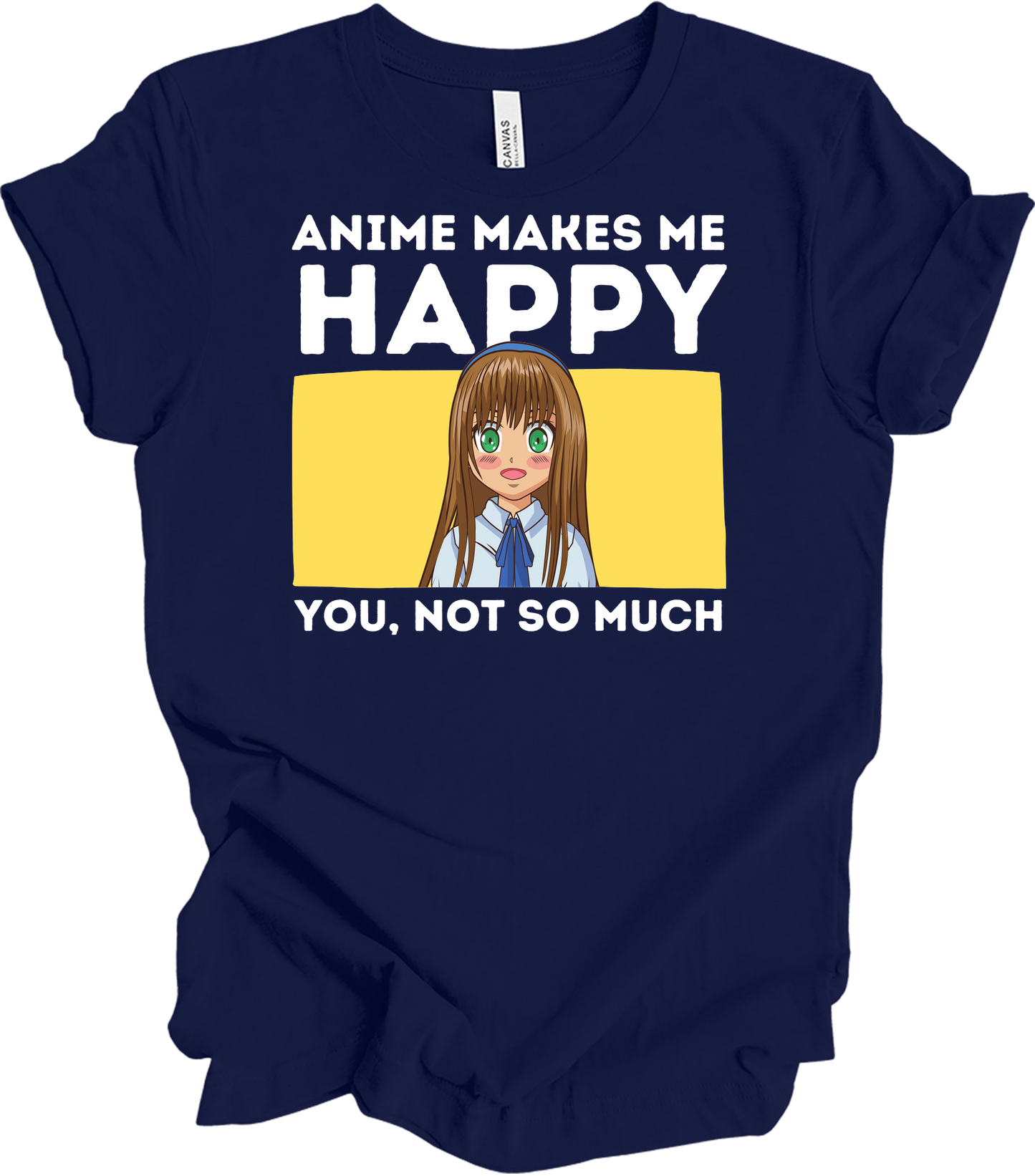 Anime Art 'Happy' T-Shirt in Navy