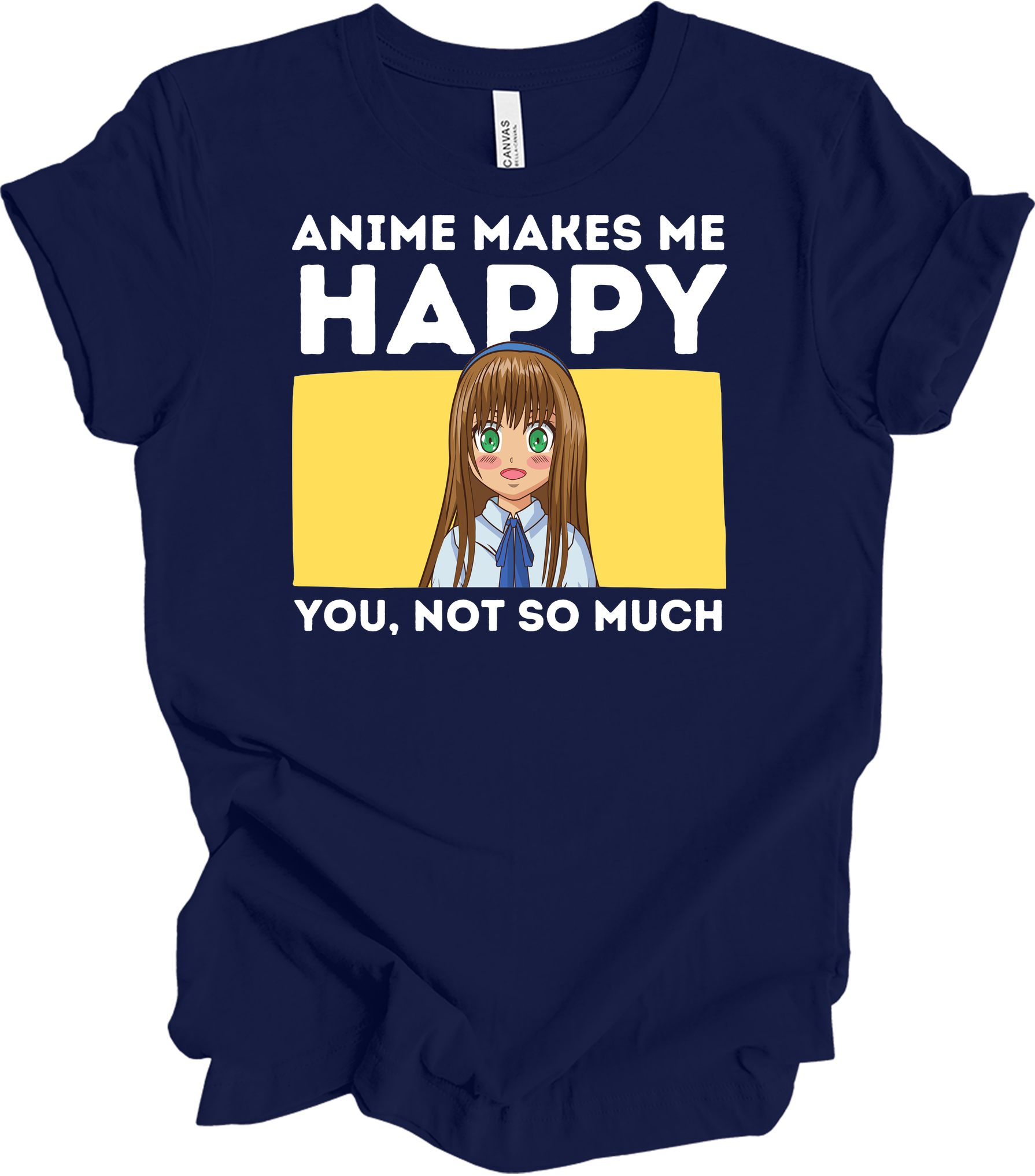 Anime Art 'Happy' T-Shirt in Navy