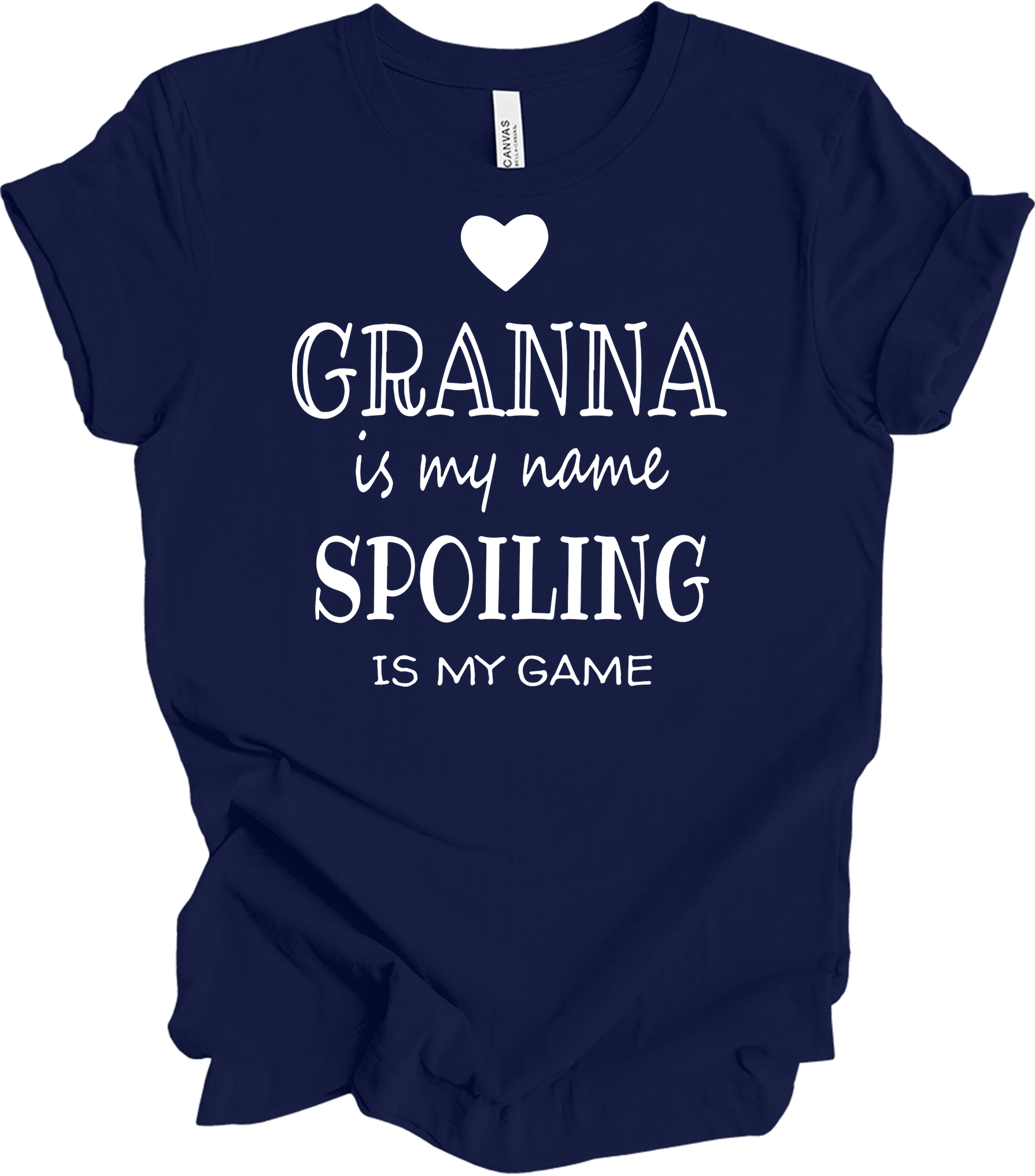 Grandma Is My Name Spoiling Is My Game T-Shirt in Navy