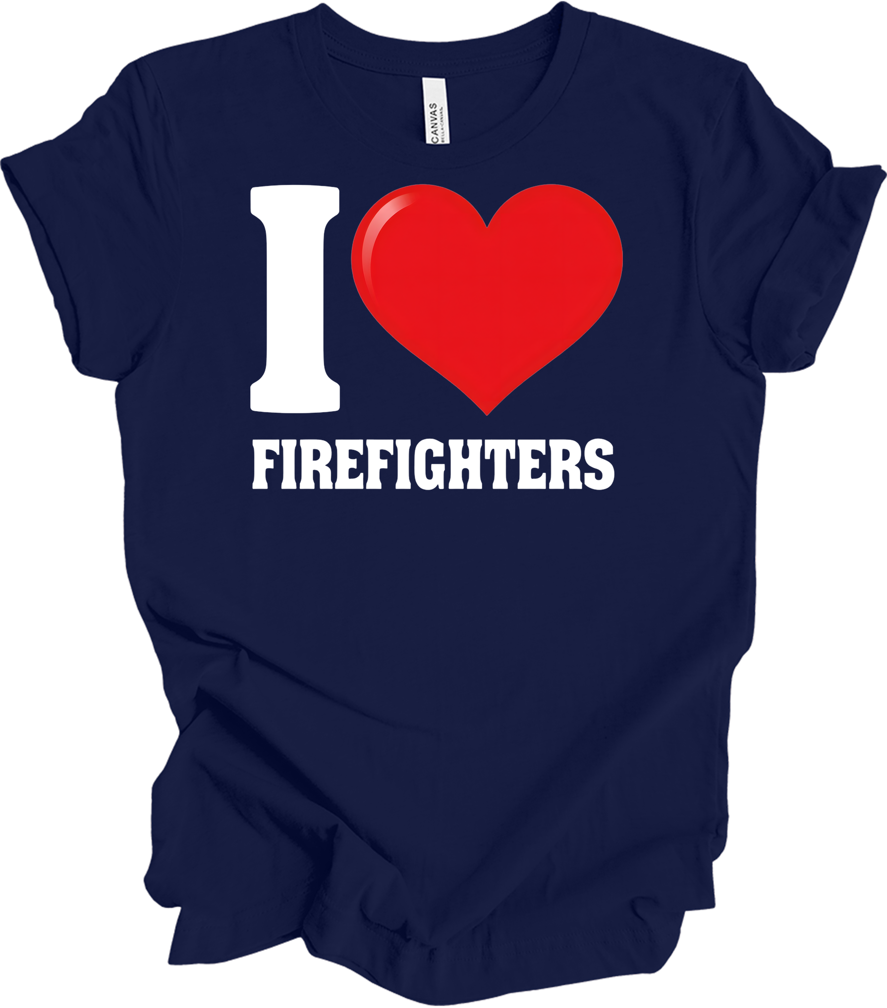 I Love Firefighters T-Shirt in Navy