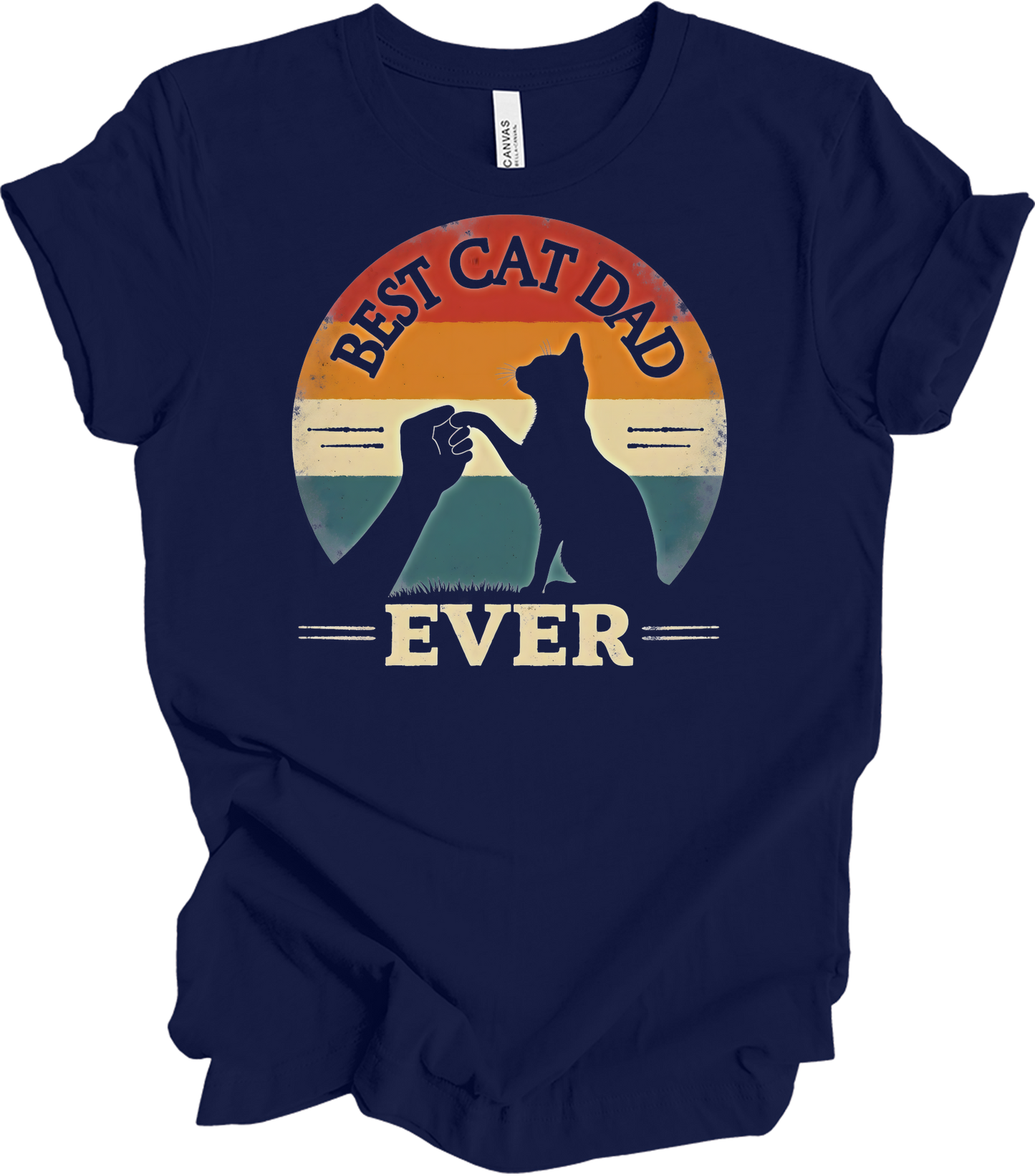 Best Cat Dad Ever Retro T-Shirt in Navy