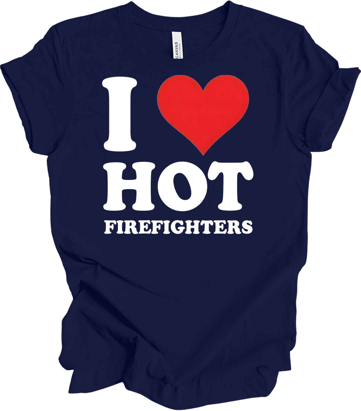 I Heart Hot Firefighters T-Shirt in Navy