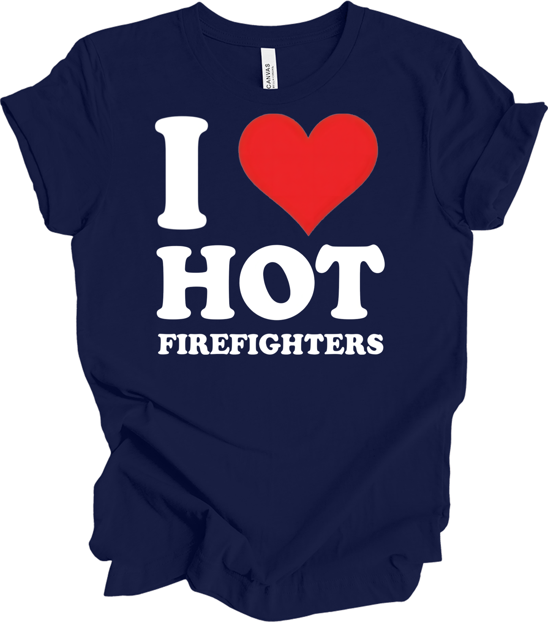 I Heart Hot Firefighters T-Shirt in Navy