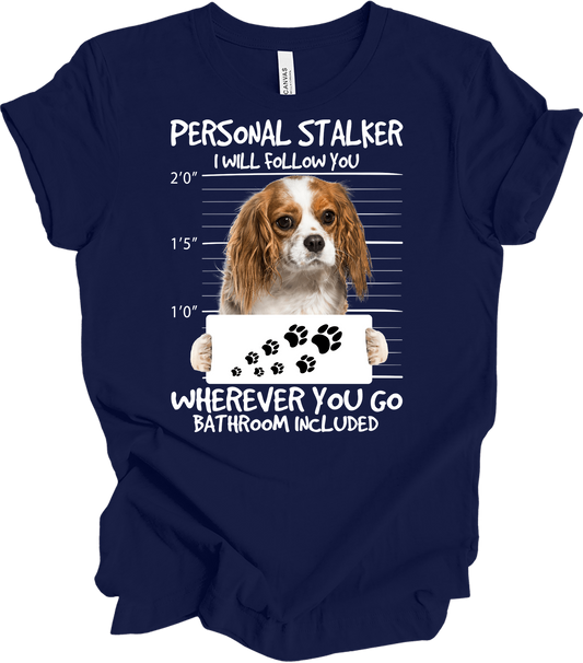 Cavalier King Charles Spaniel Stalker T-Shirt in Navy