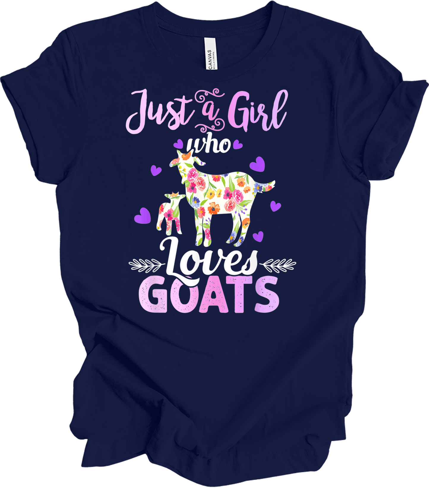 Just a Girl Who Loves Goats T-Shirt in Navy