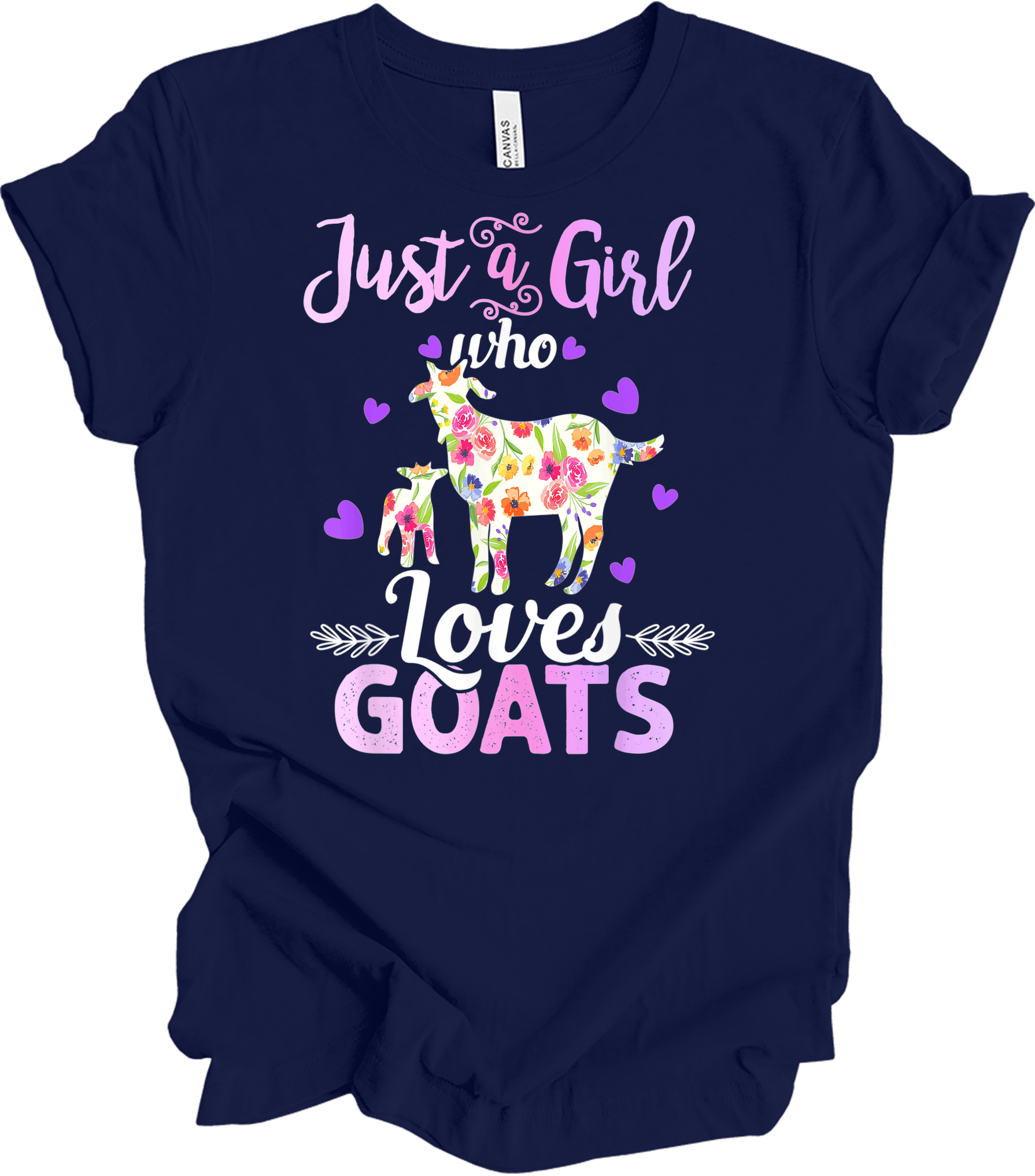 Just a Girl Who Loves Goats T-Shirt in Navy