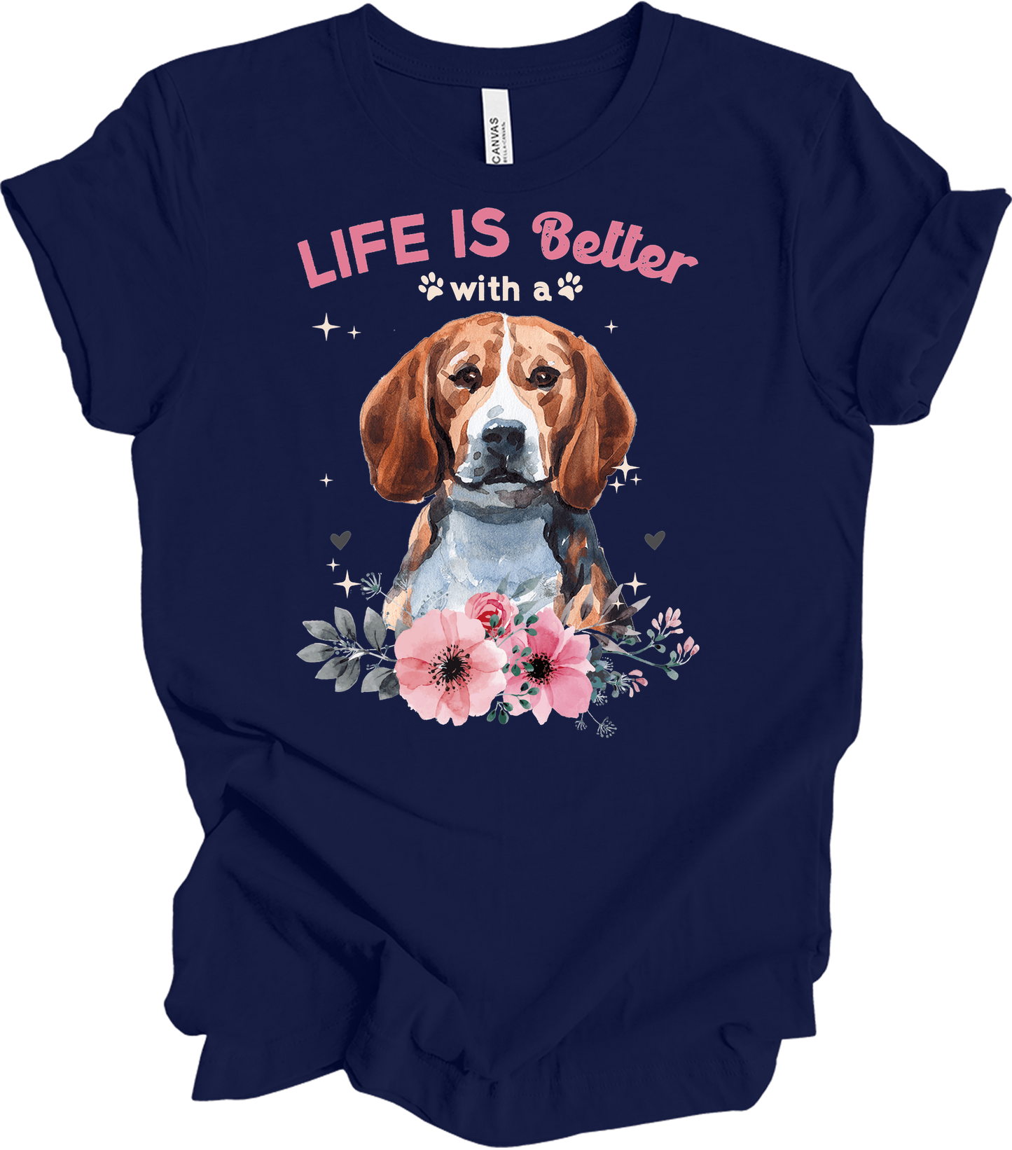 Life is Better with a Beagle T-Shirt in Navy