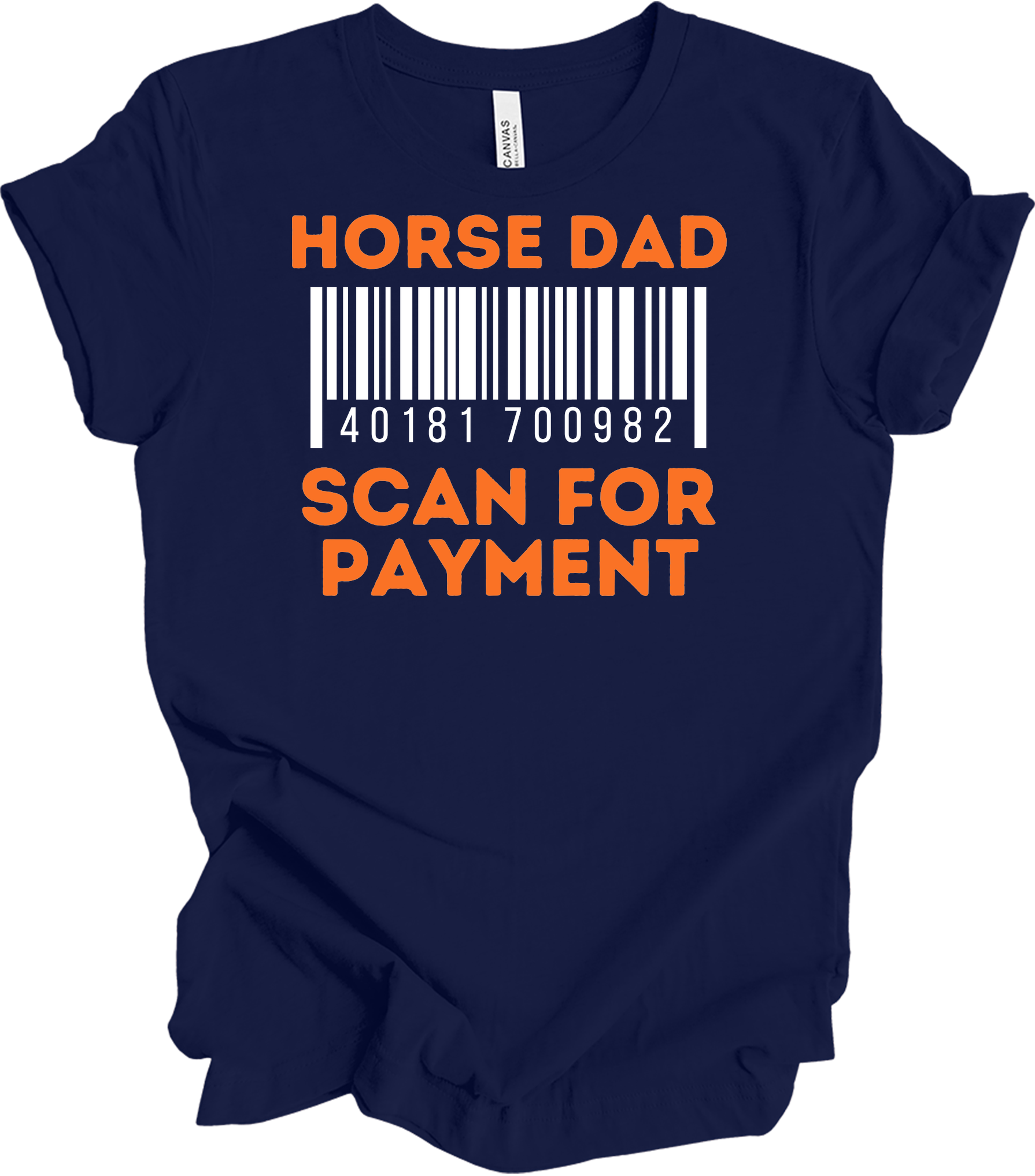 Horse Dad Scan for Payment T-Shirt in Navy
