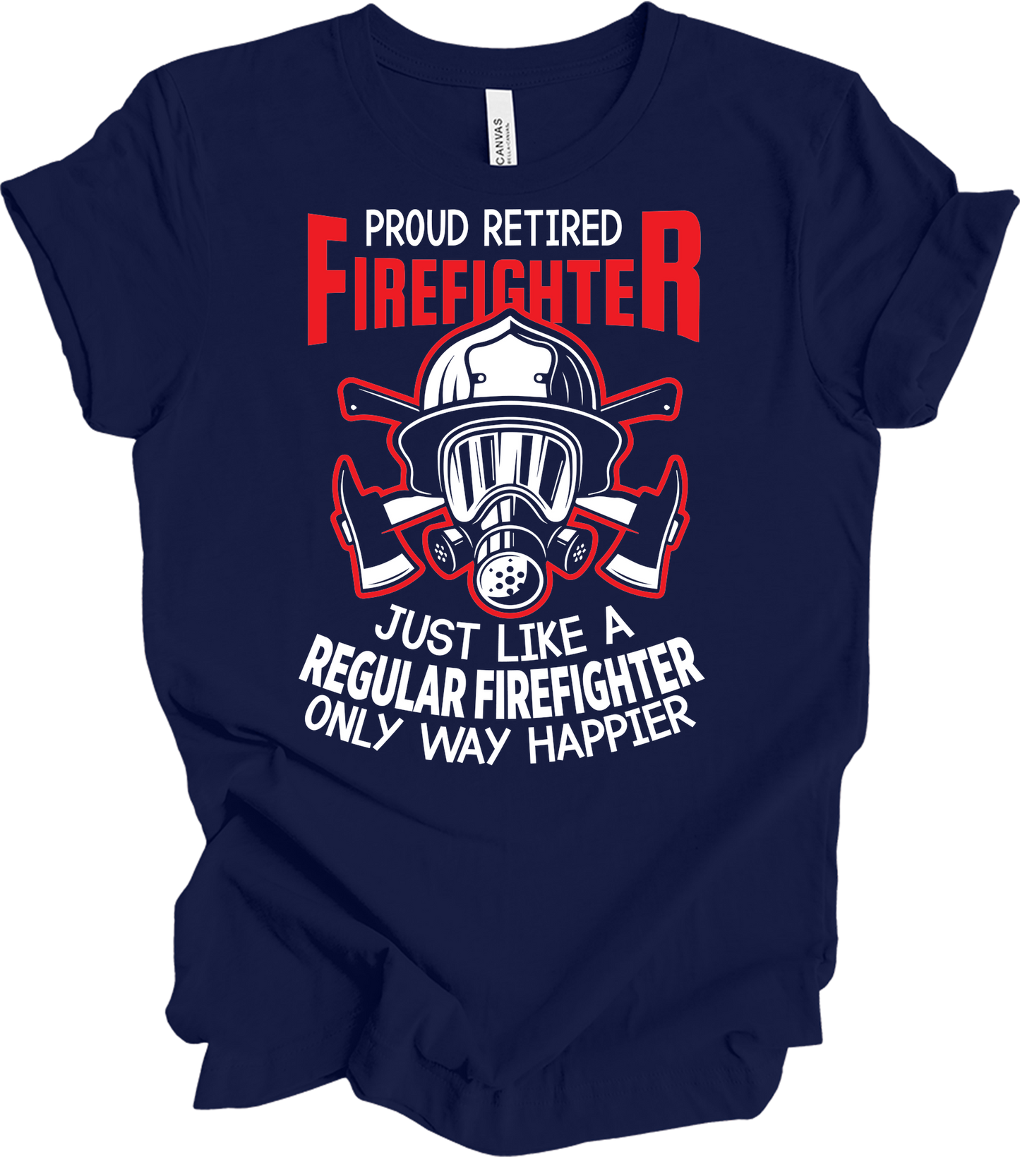 Proud Retired Firefighter T-Shirt in Navy Blue