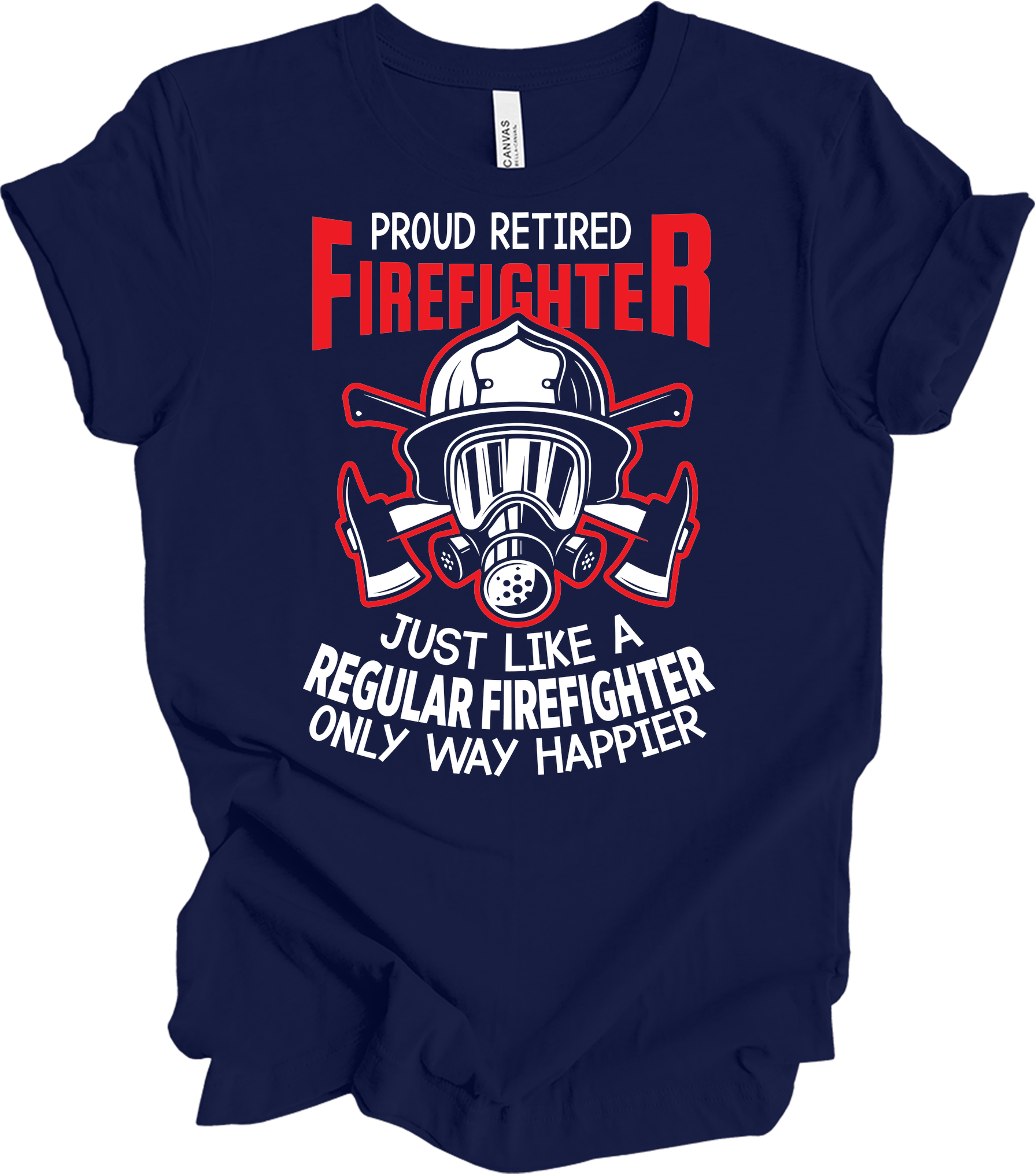 Proud Retired Firefighter T-Shirt in Navy Blue