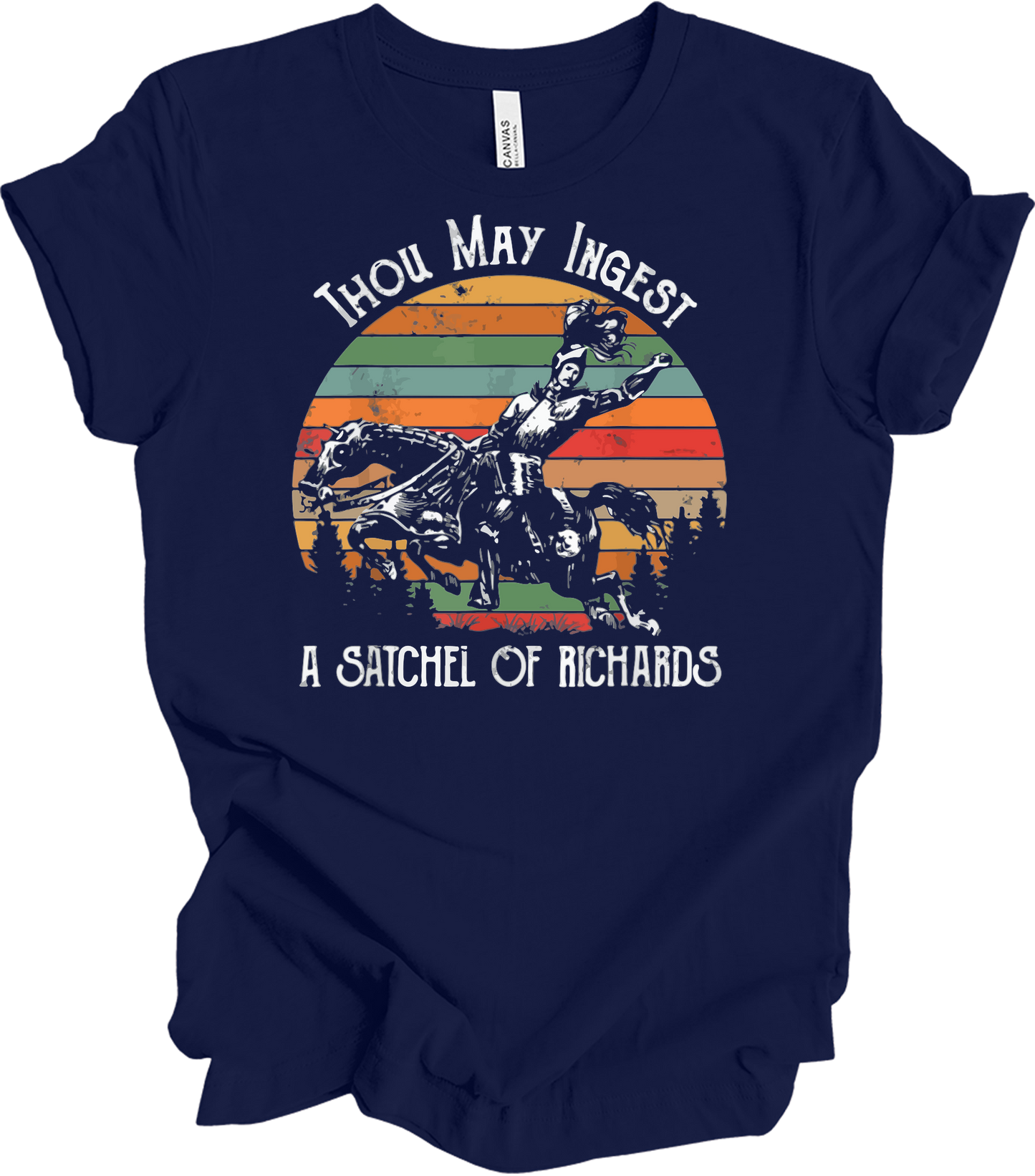Native American Horse Thou May Ingest Satchel Of Richards T-Shirt in Navy