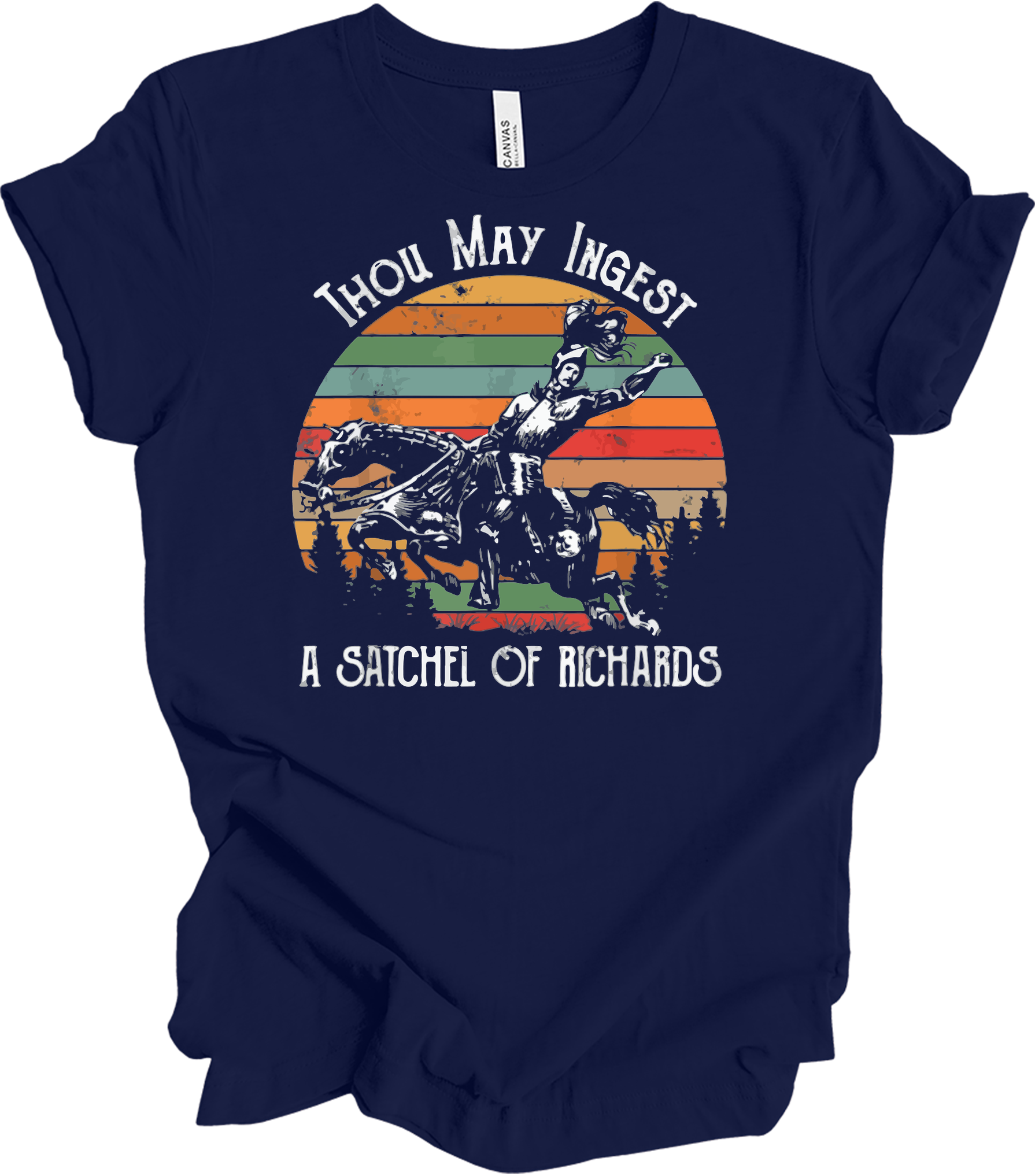 Native American Horse Thou May Ingest Satchel Of Richards T-Shirt in Navy