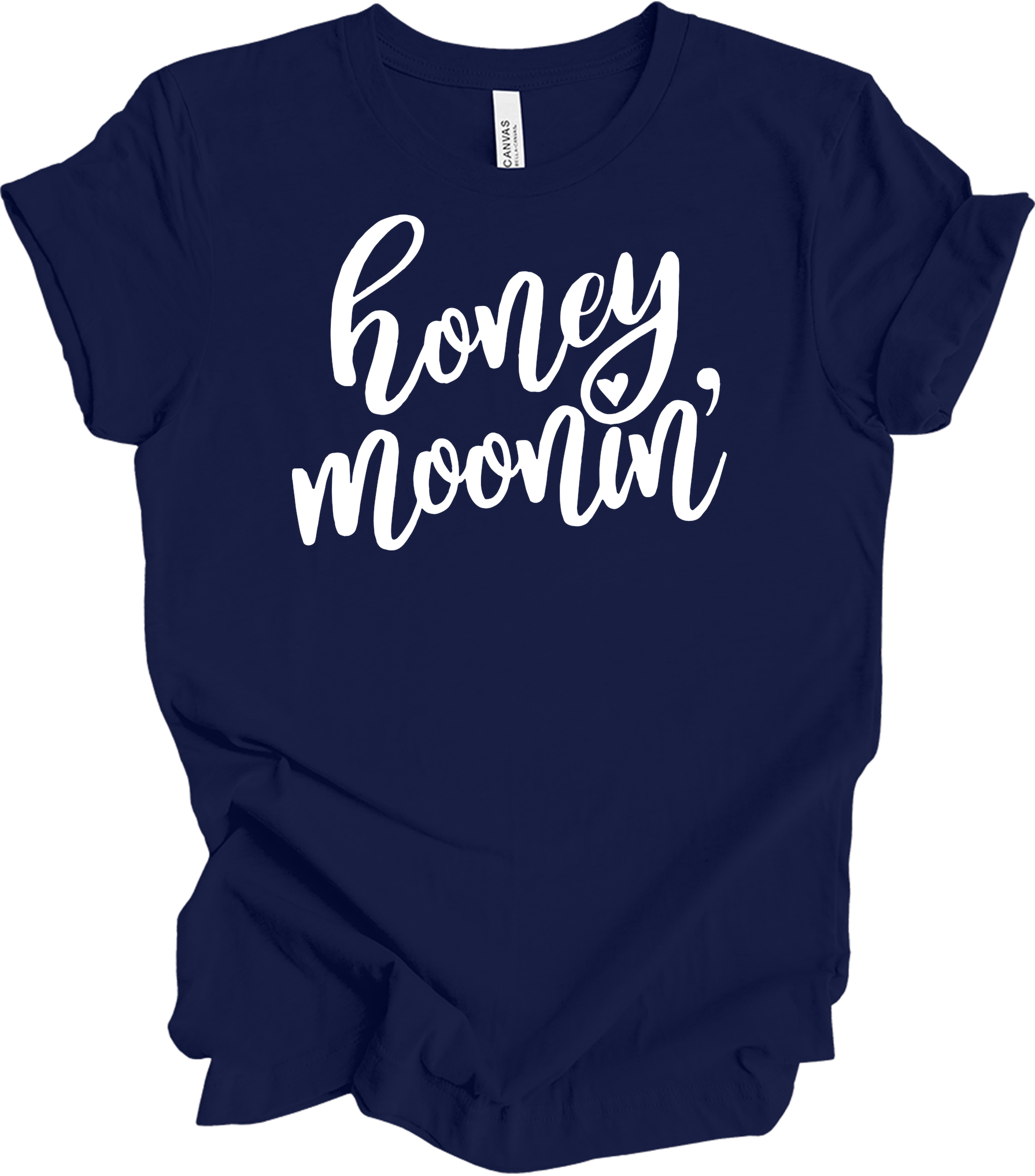 Honeymoonin' - Just Married Newlywed Honeymoon Vacation T-Shirt in Navy