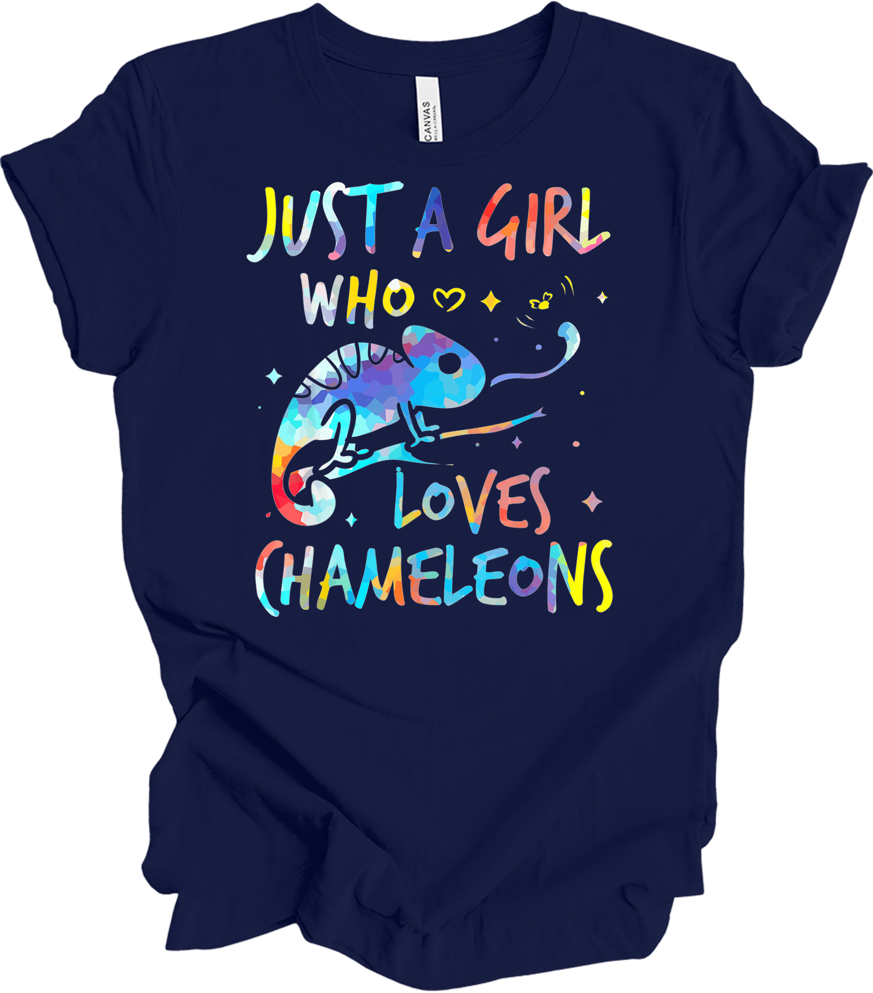 Girl Who Loves Chameleons T-Shirt in Navy