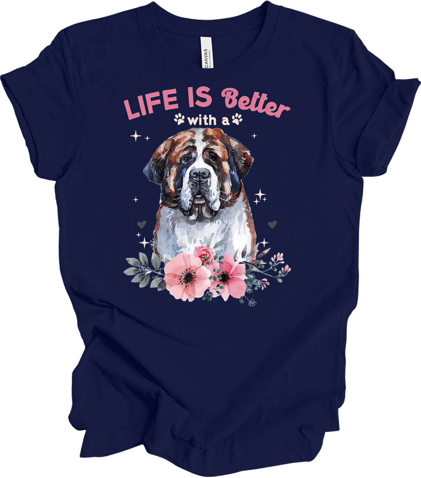 Life's Better with a Saint Bernard T-Shirt in Navy